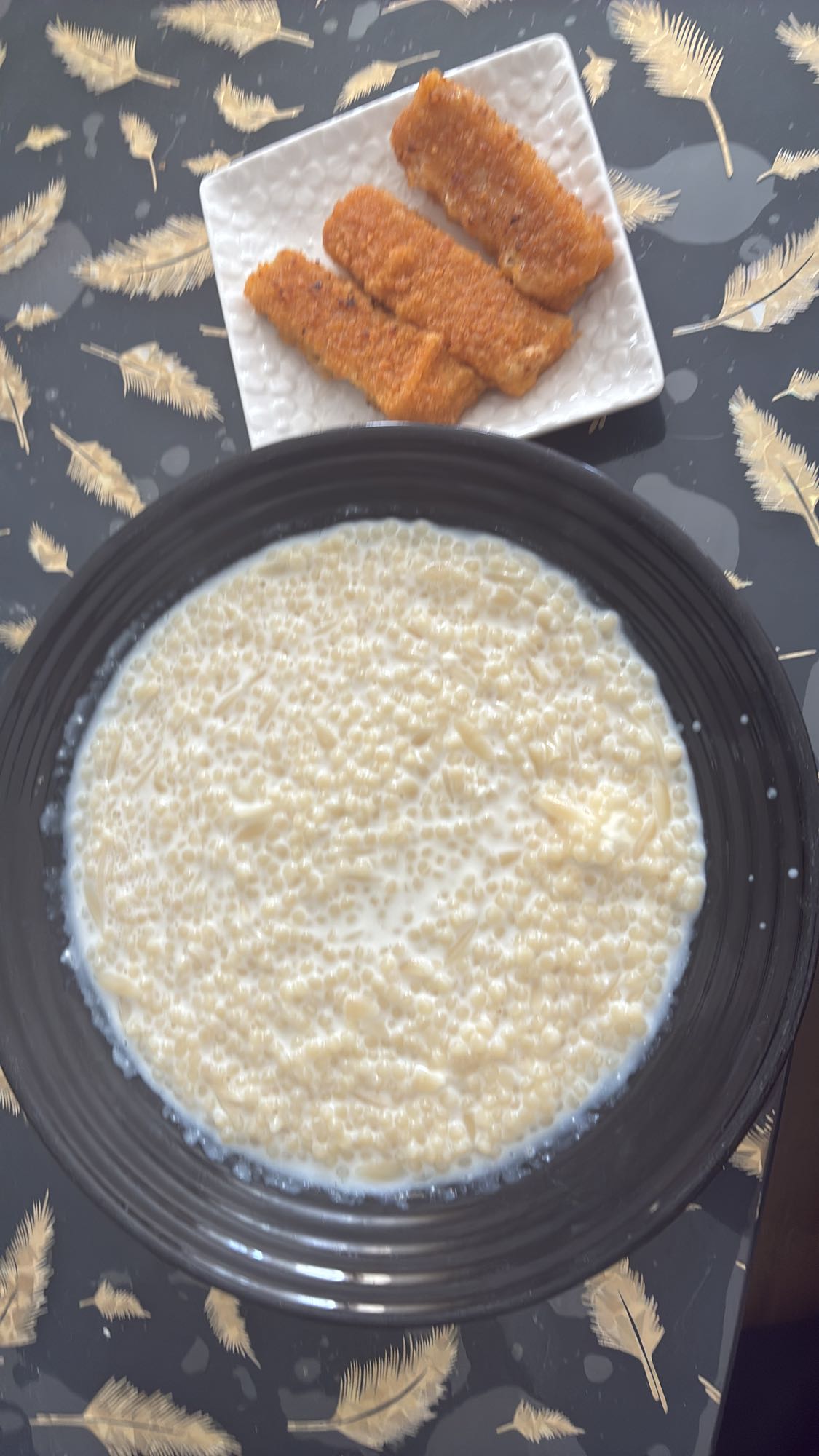 Vermicelles au lait et bâtonnets