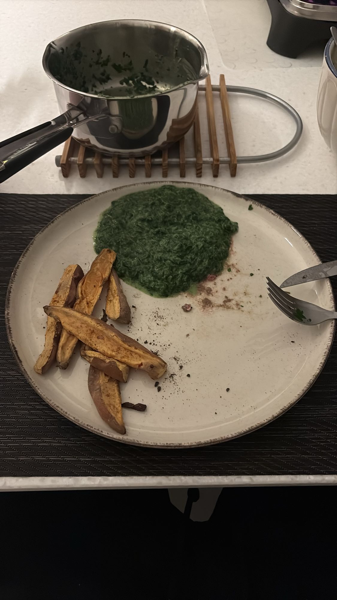 Épinards à la crème et patates douces