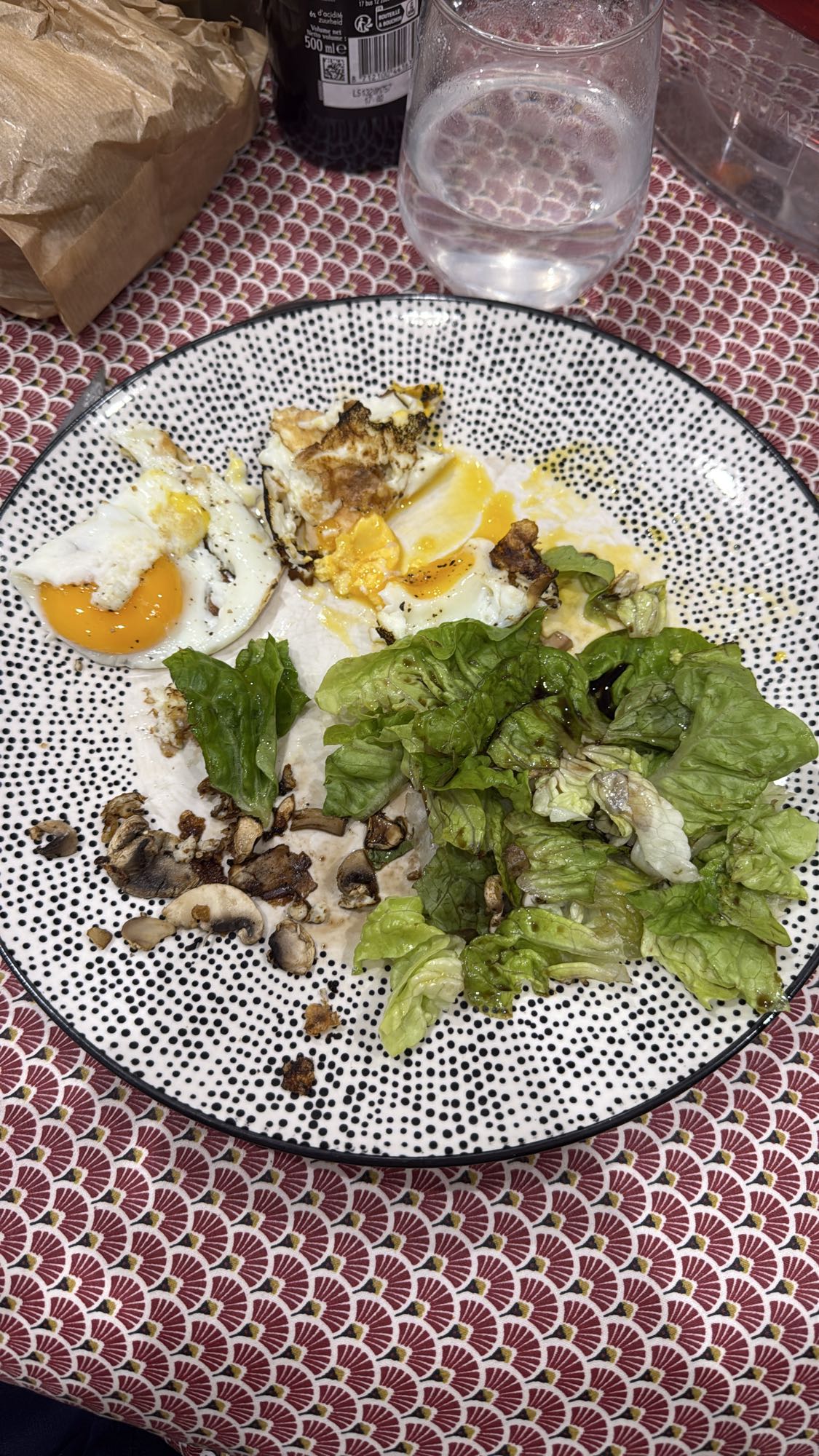 Oeufs, champignons, salade
