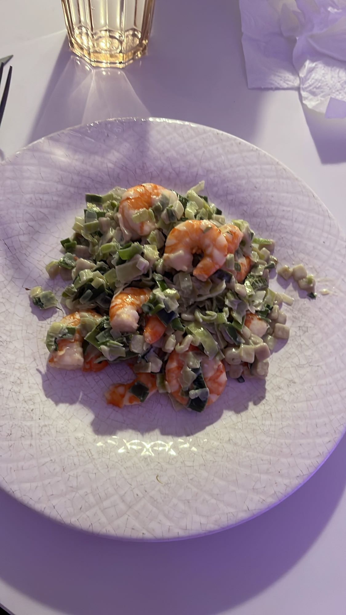 Crevettes et légumes crémeux