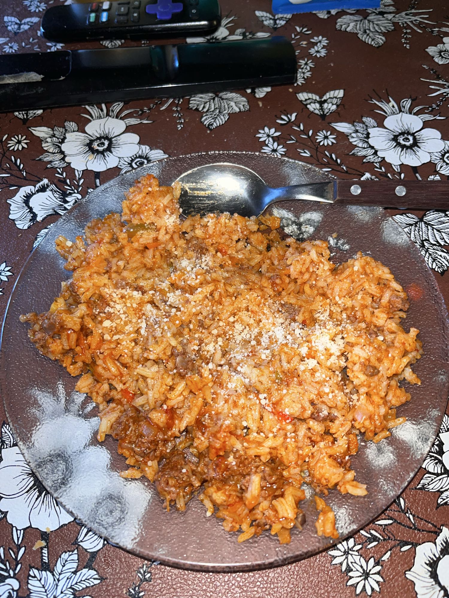 Arroz con carne y queso