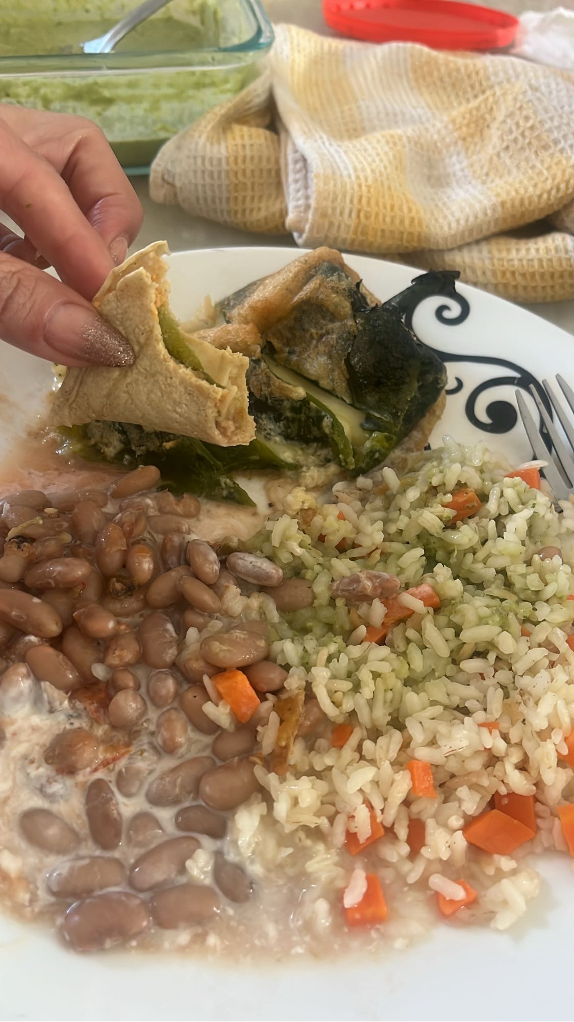 Chile relleno con arroz