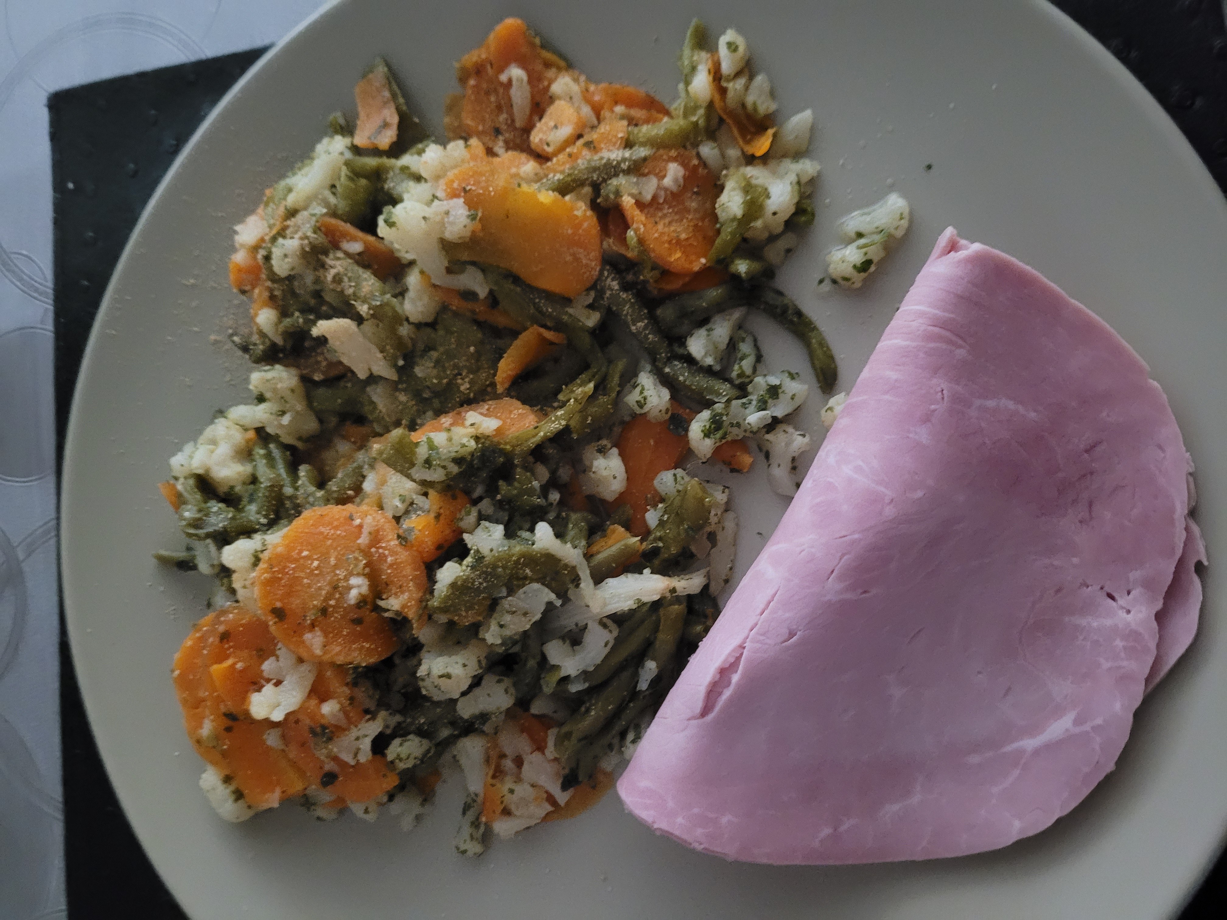 Jambon et légumes vapeur