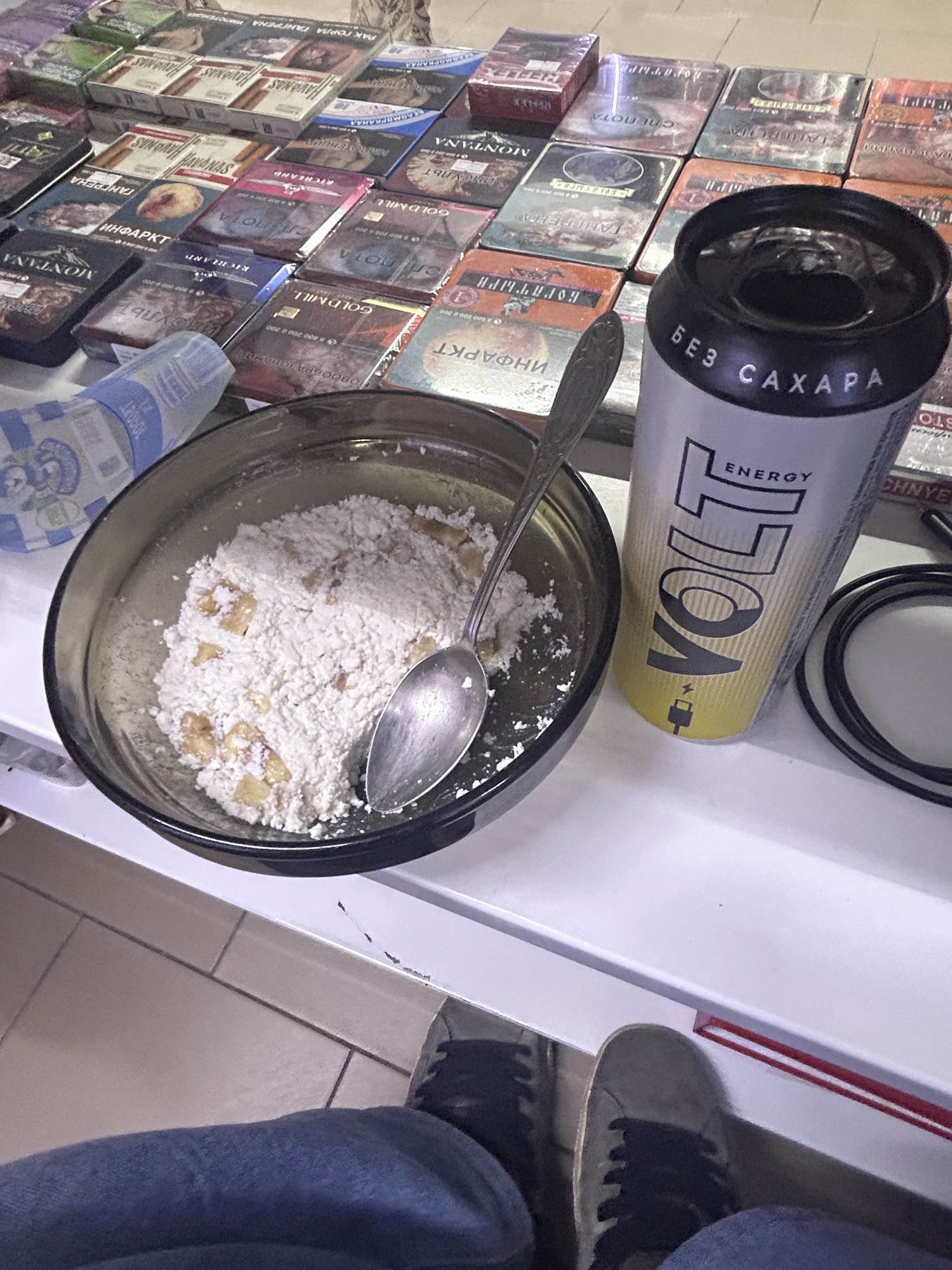 творог с бананом и энергетик