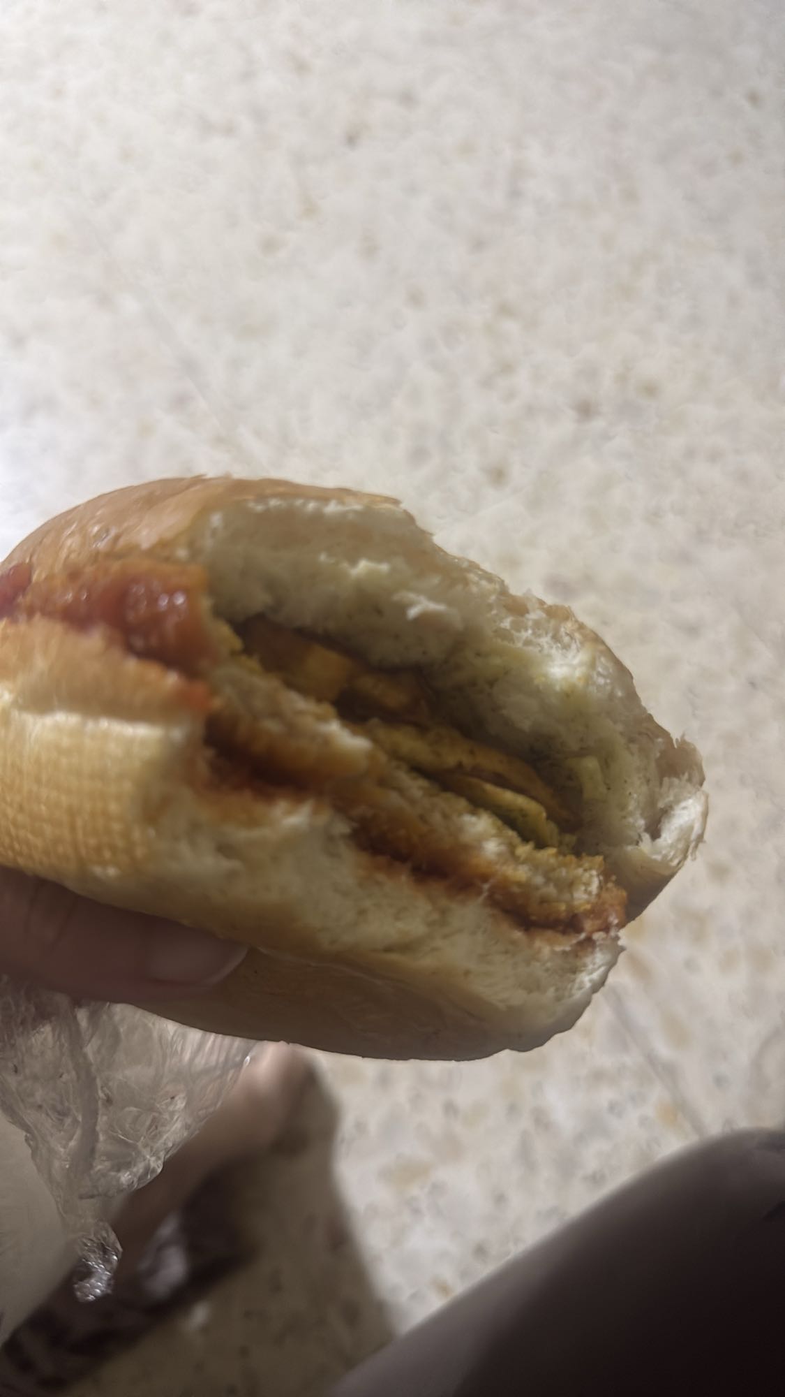 Egg sandwich with ketchup