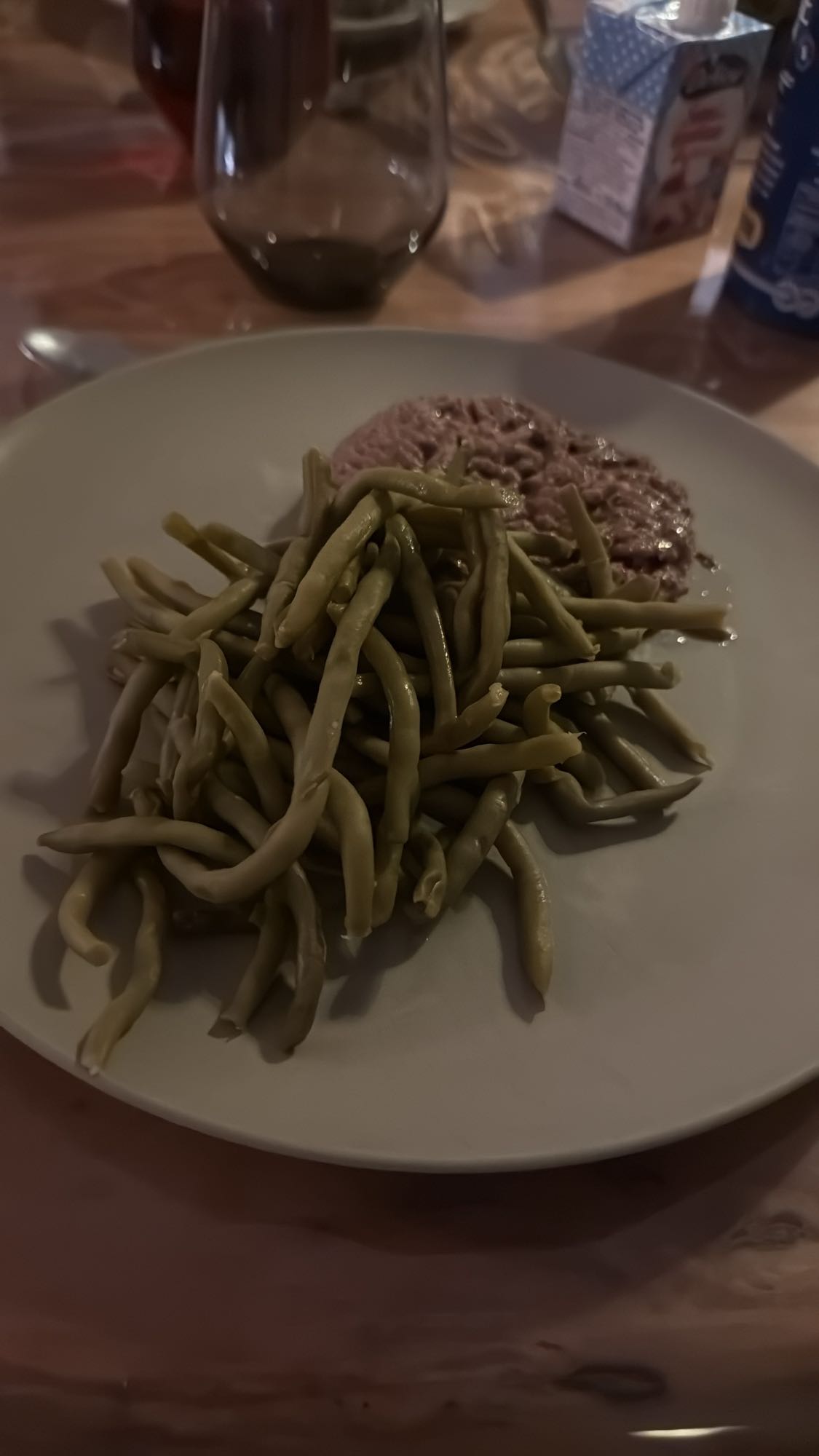 haricots verts et steak haché