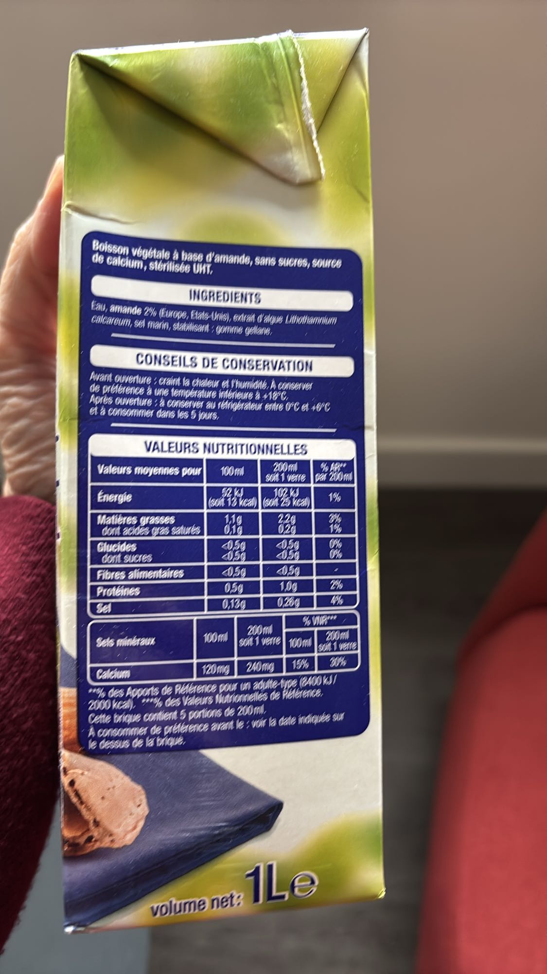 Lait d'amande sans sucre