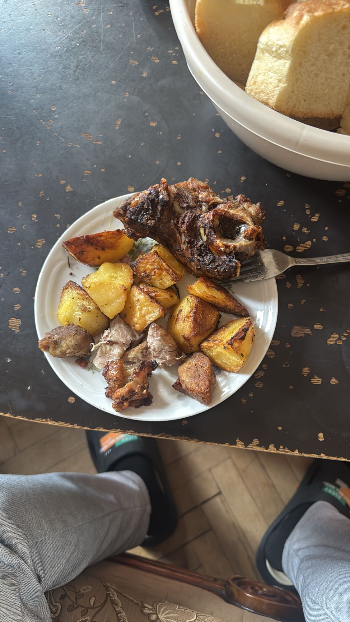 жареное мясо с картошкой