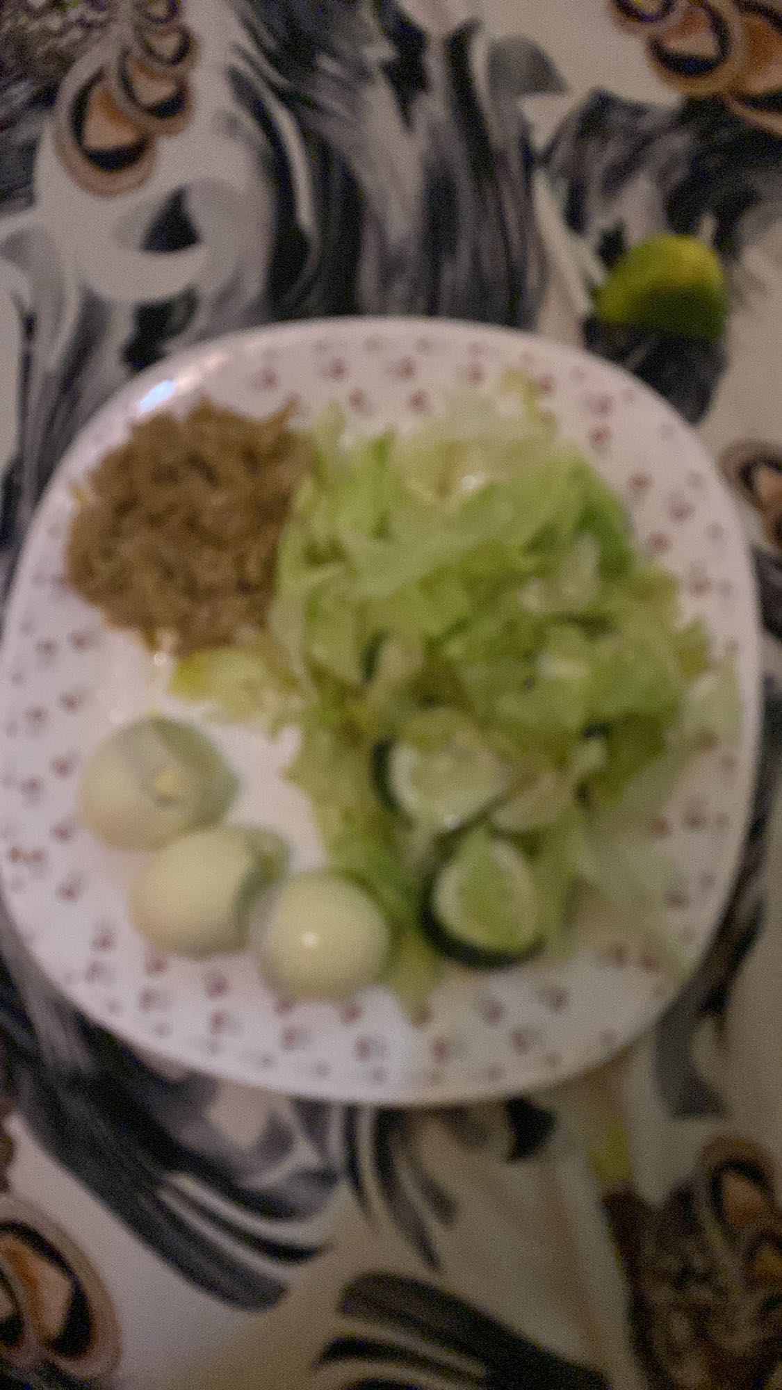 Eggs, salad, brown rice