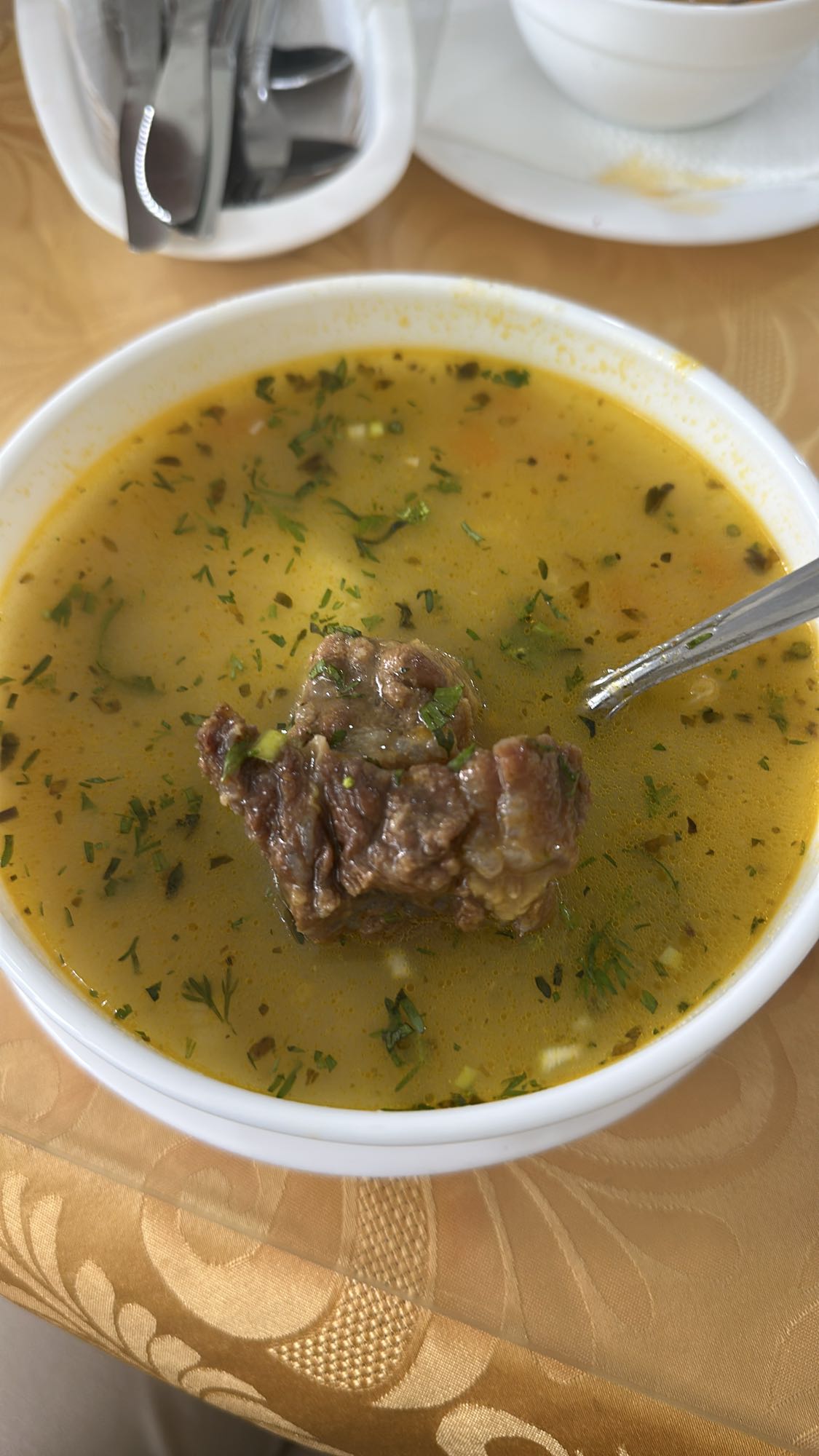 sopa de carne con hierbas