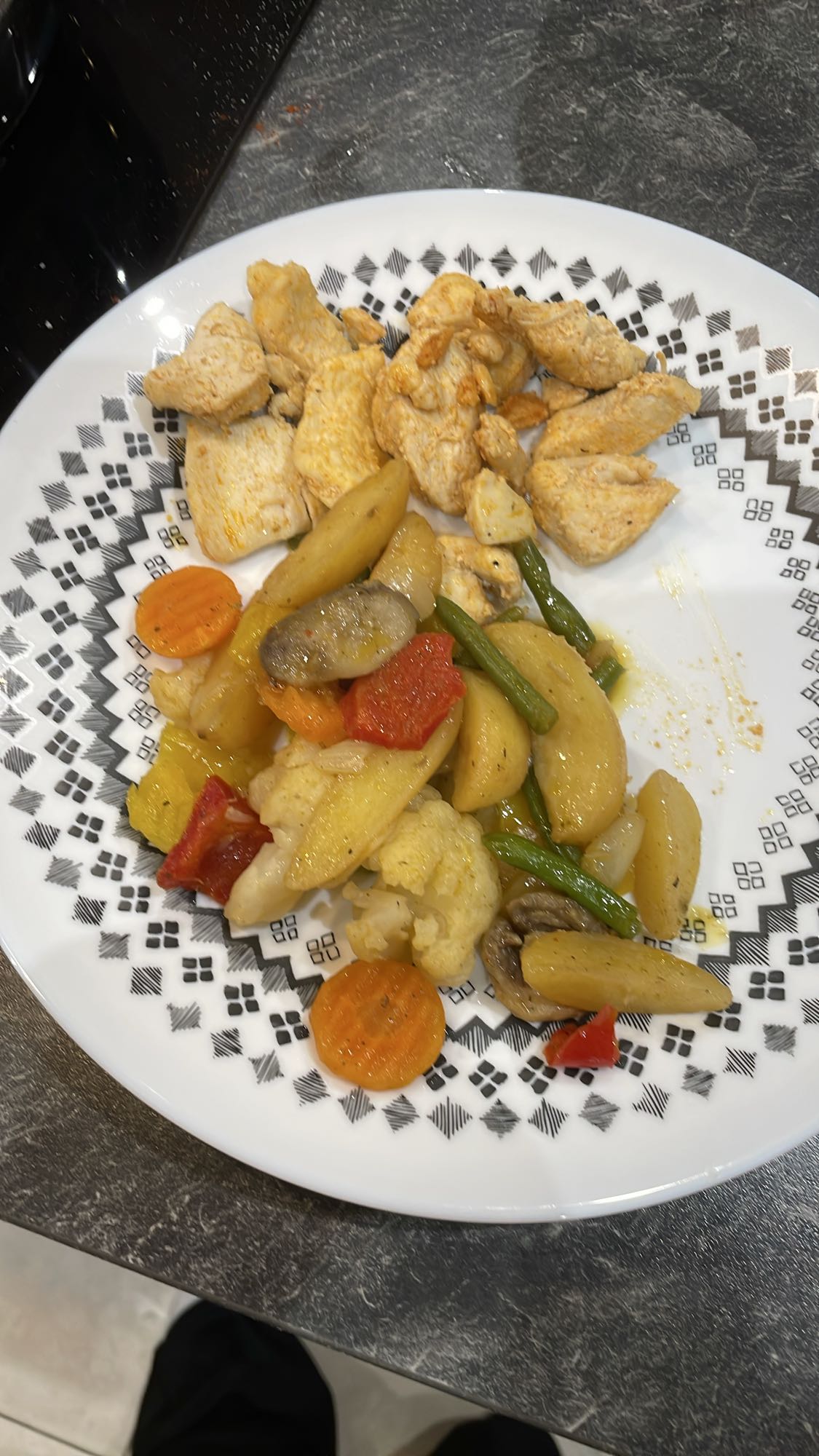 Poulet et légumes sautés