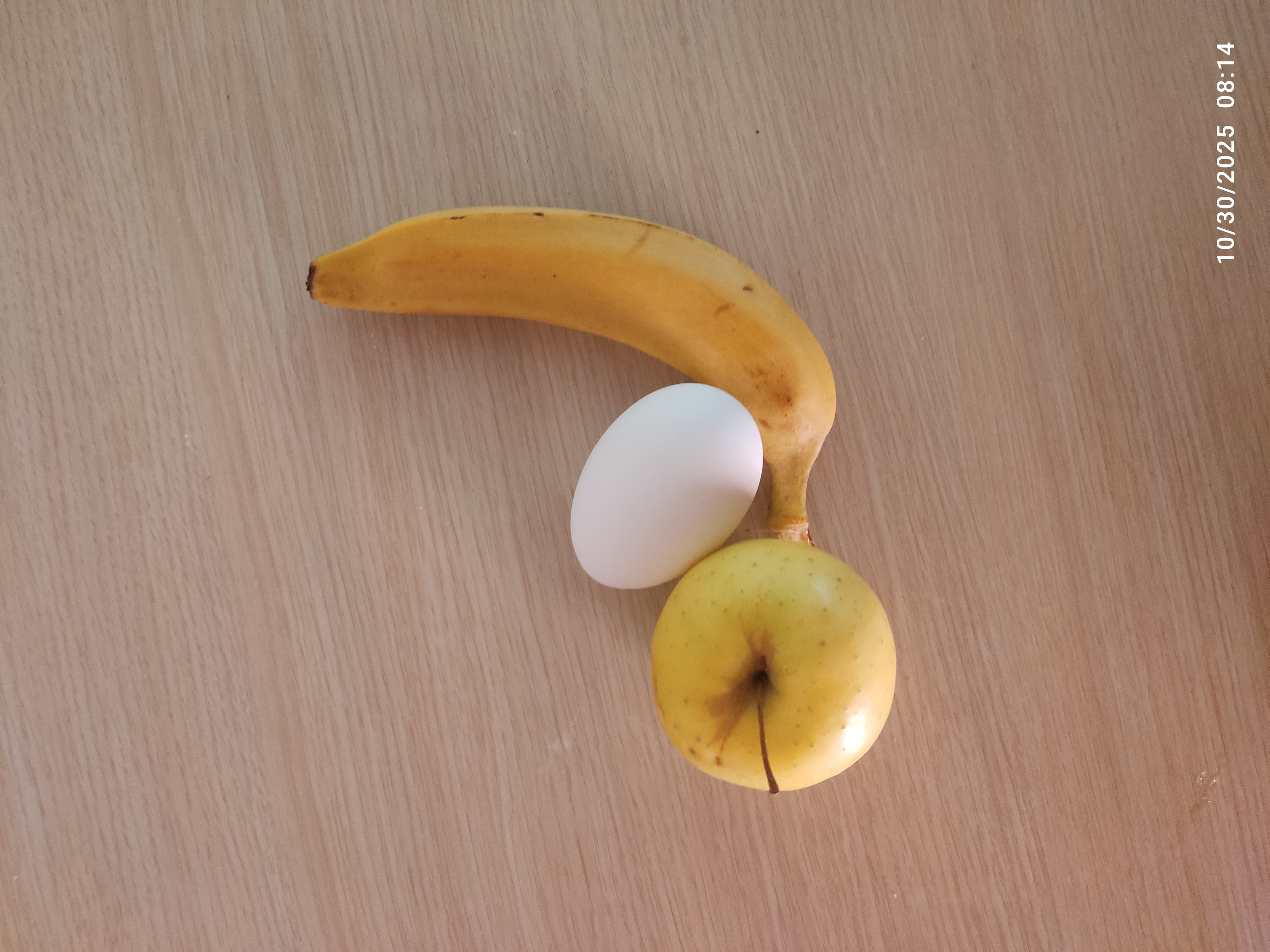 Banana, apple, egg plate