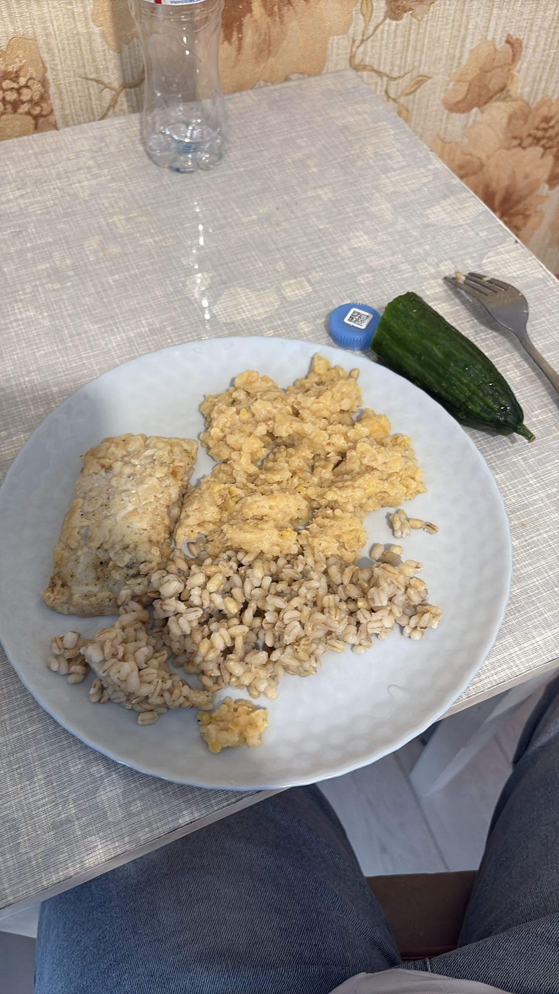 перловка с яйцом и курицей