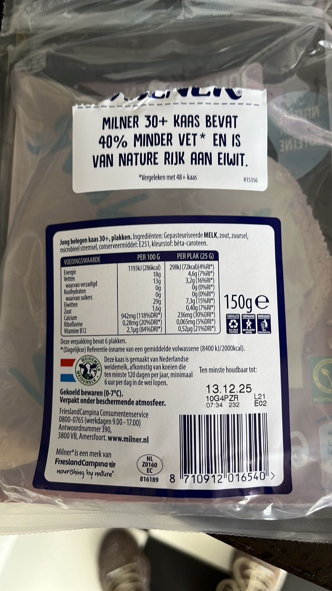 Milner 30+ kaas plakken