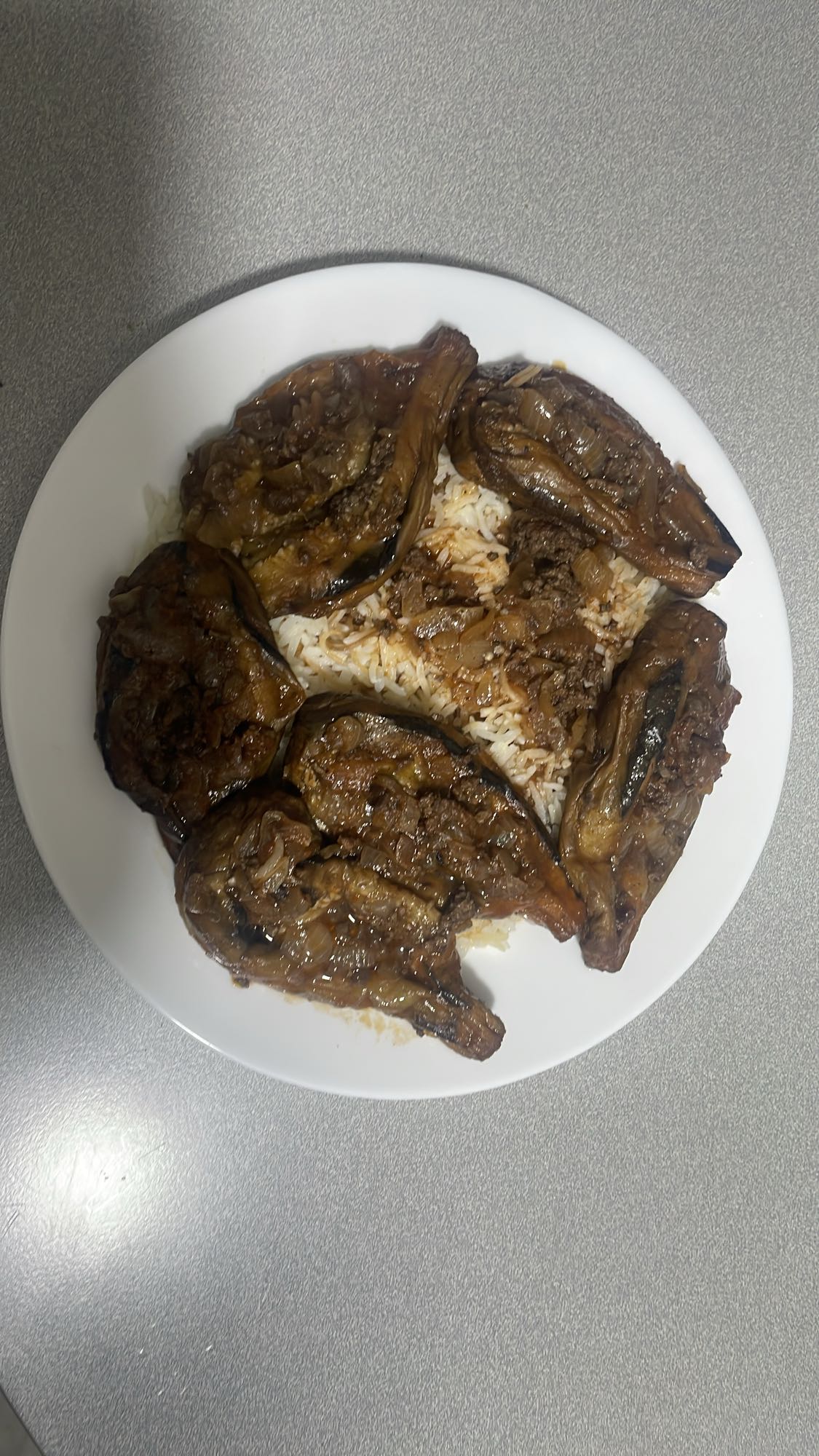 Stuffed Eggplant with Rice