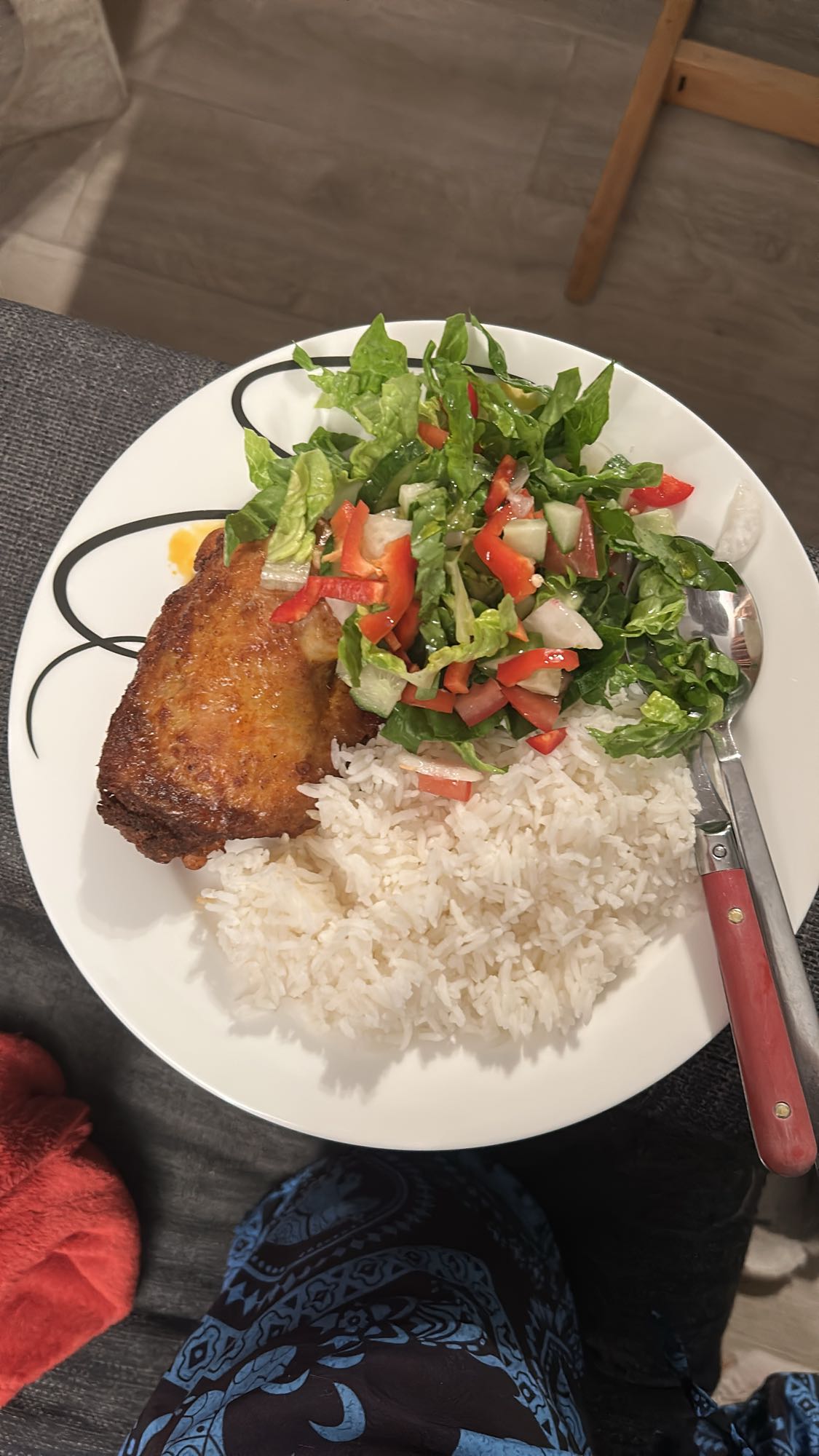 Kylling med ris og salat