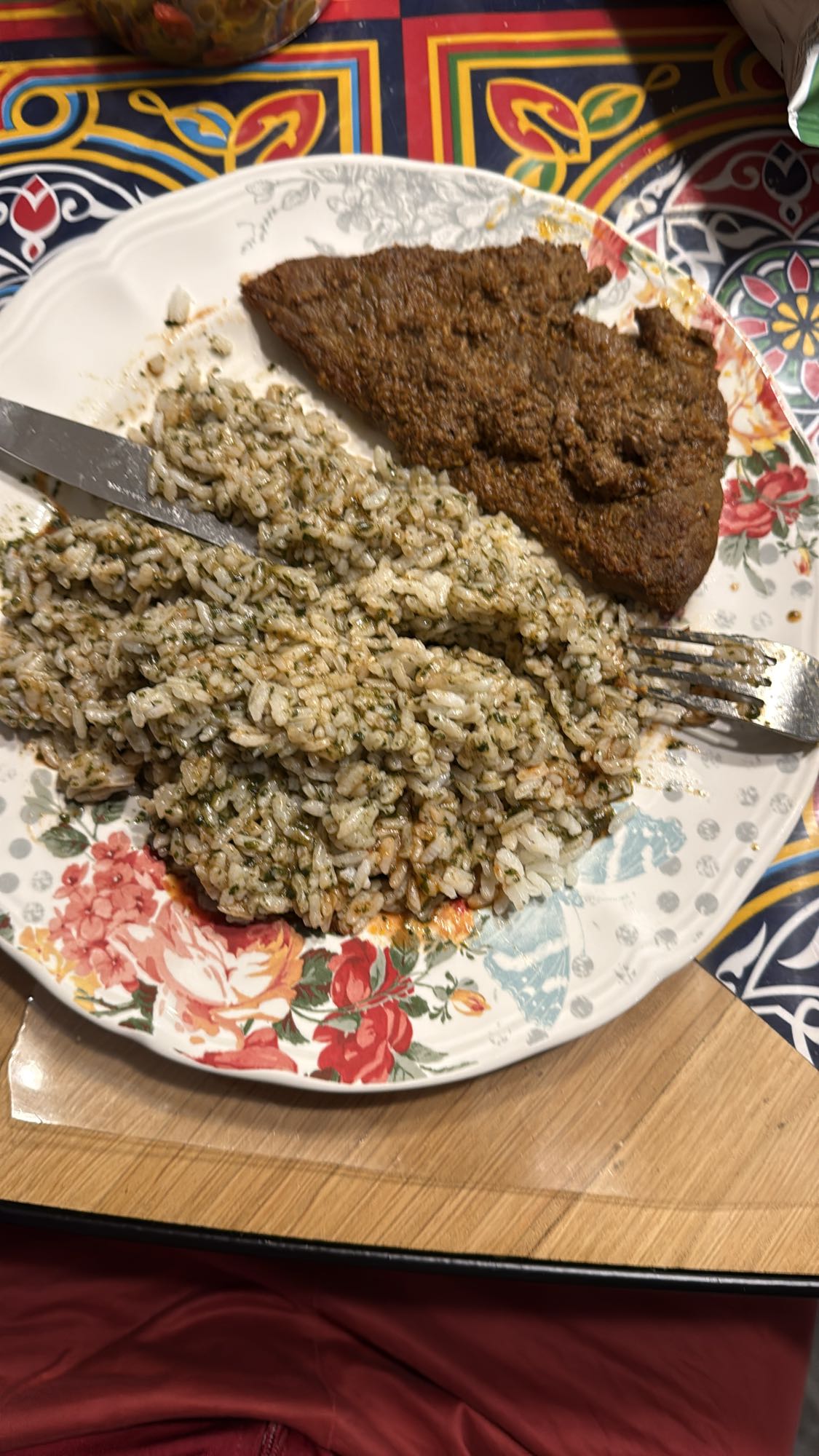 Herbed rice with beef steak