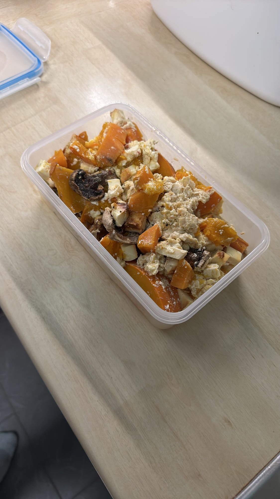 Kürbis Pilz Käse Pfanne