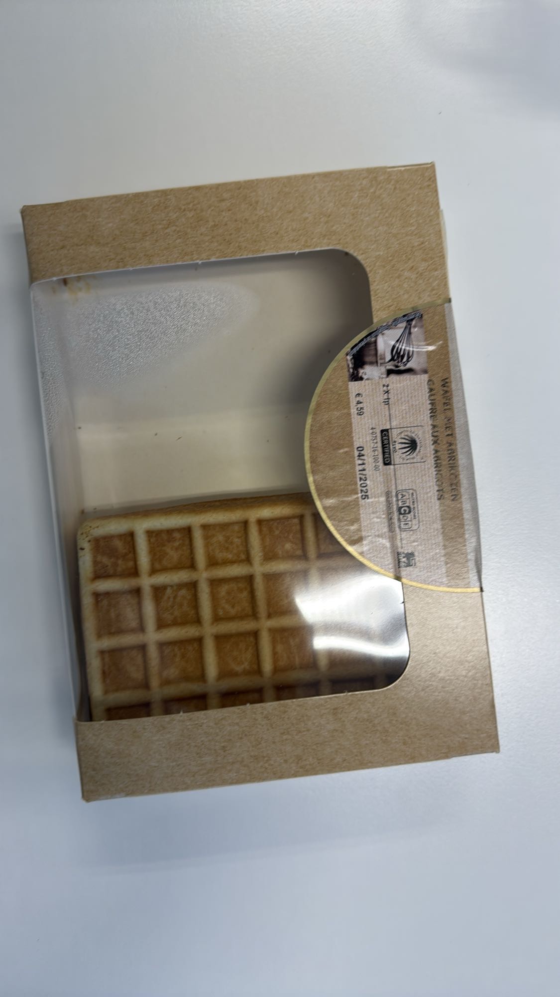 Waffle stuffed with apricot jam