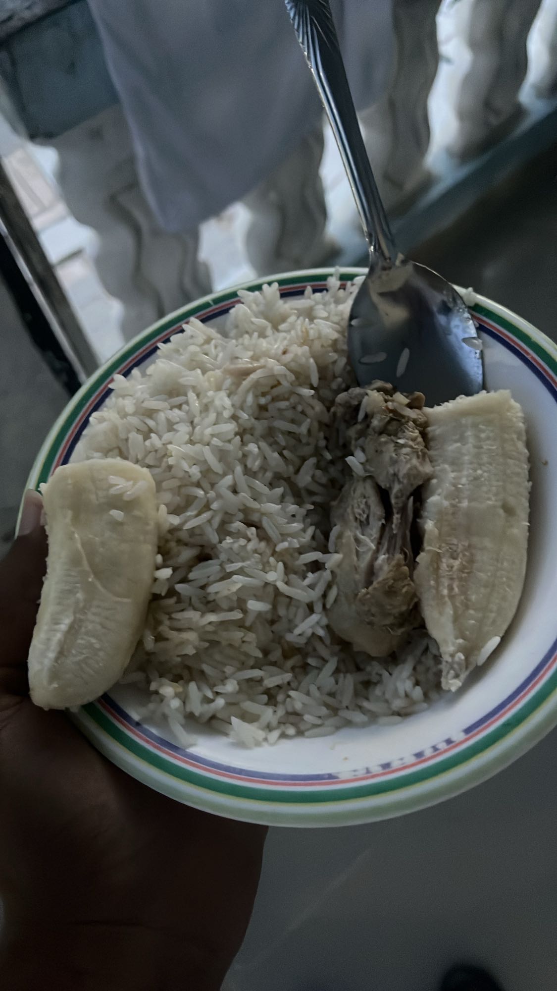 arroz, plátano y pollo