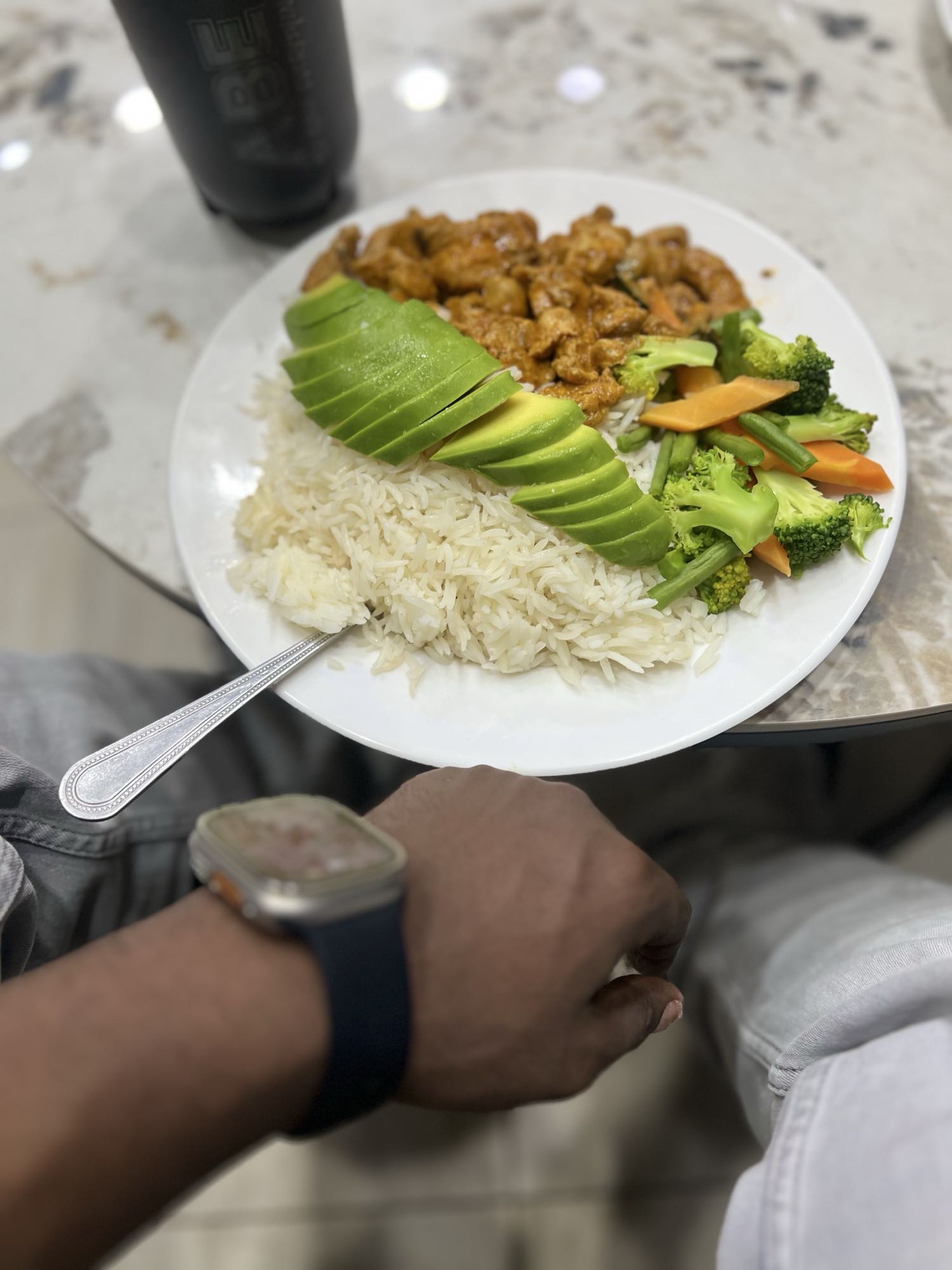 Chicken Rice Avocado Plate