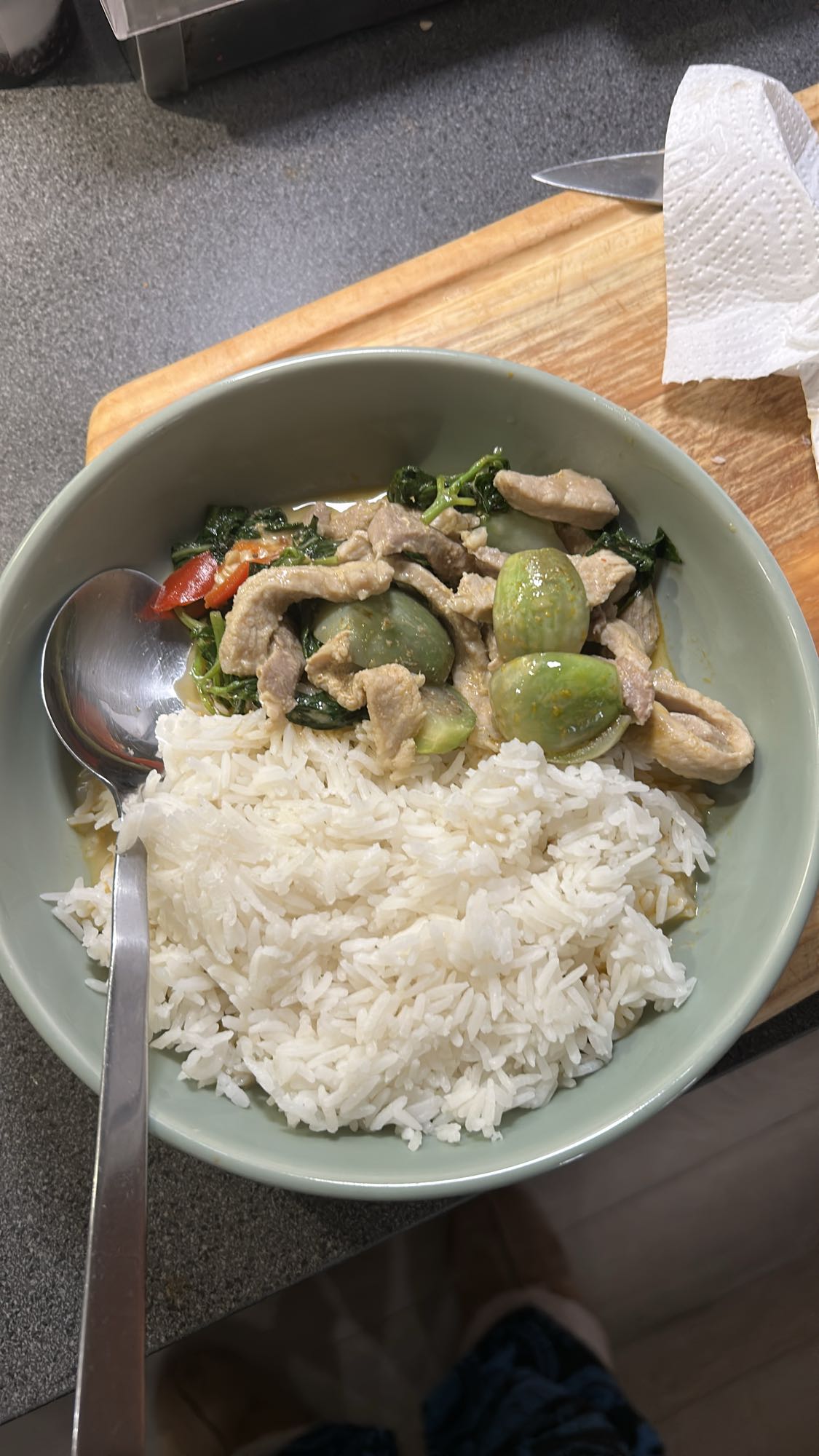 Grønn curry med ris