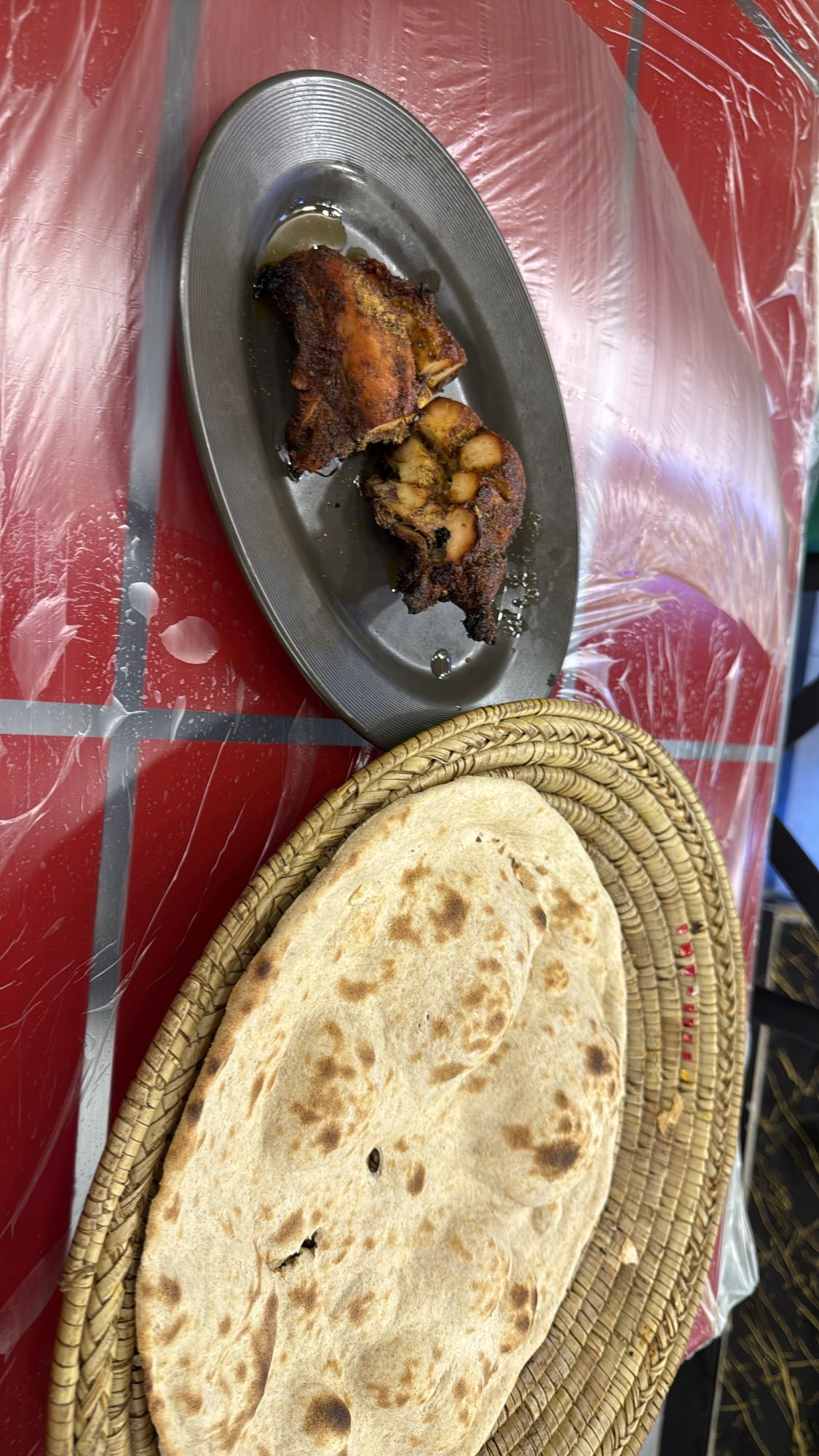 Grilled chicken with flatbread