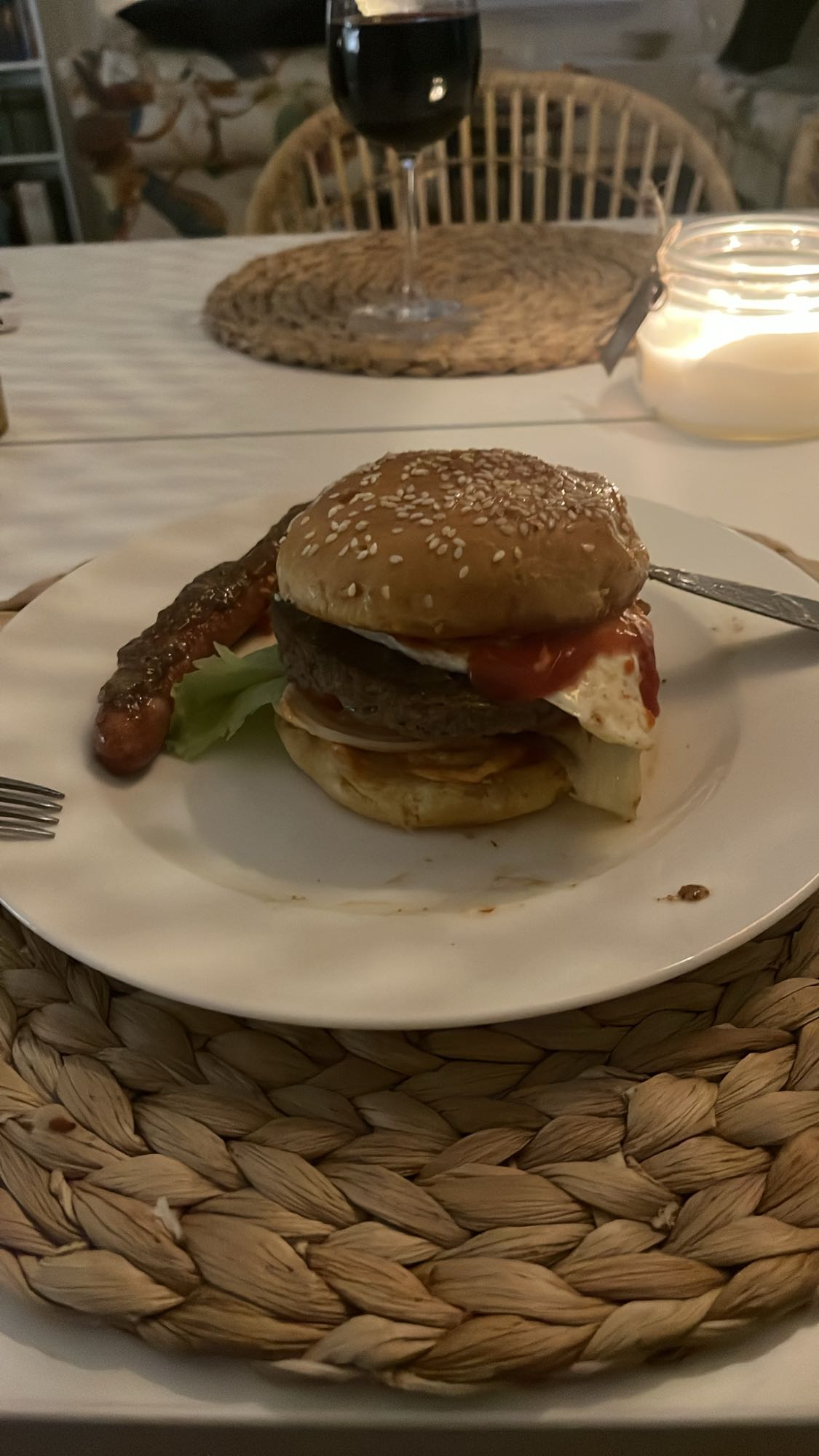 Hamburgare med korv