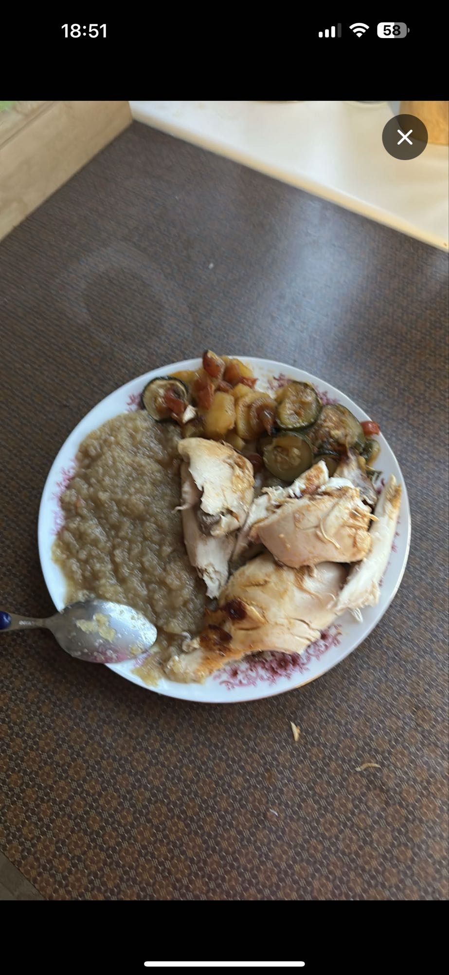 Poulet, légumes et purée