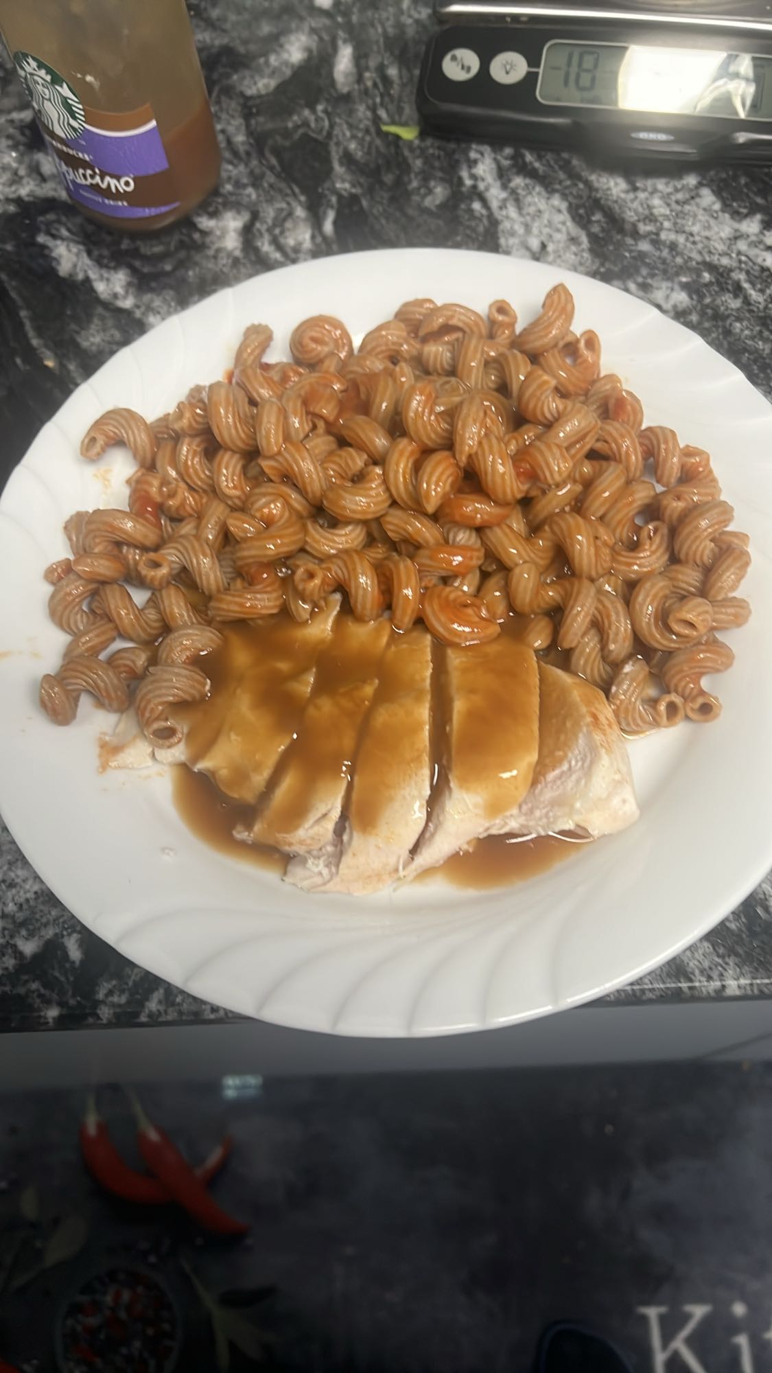 Kipfilet met volkoren pasta