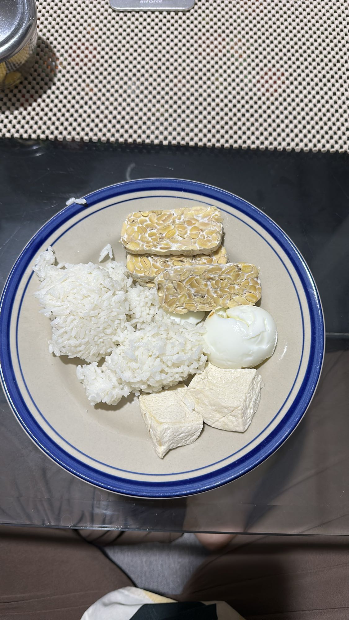 Rice Tempeh Egg Tofu Plate
