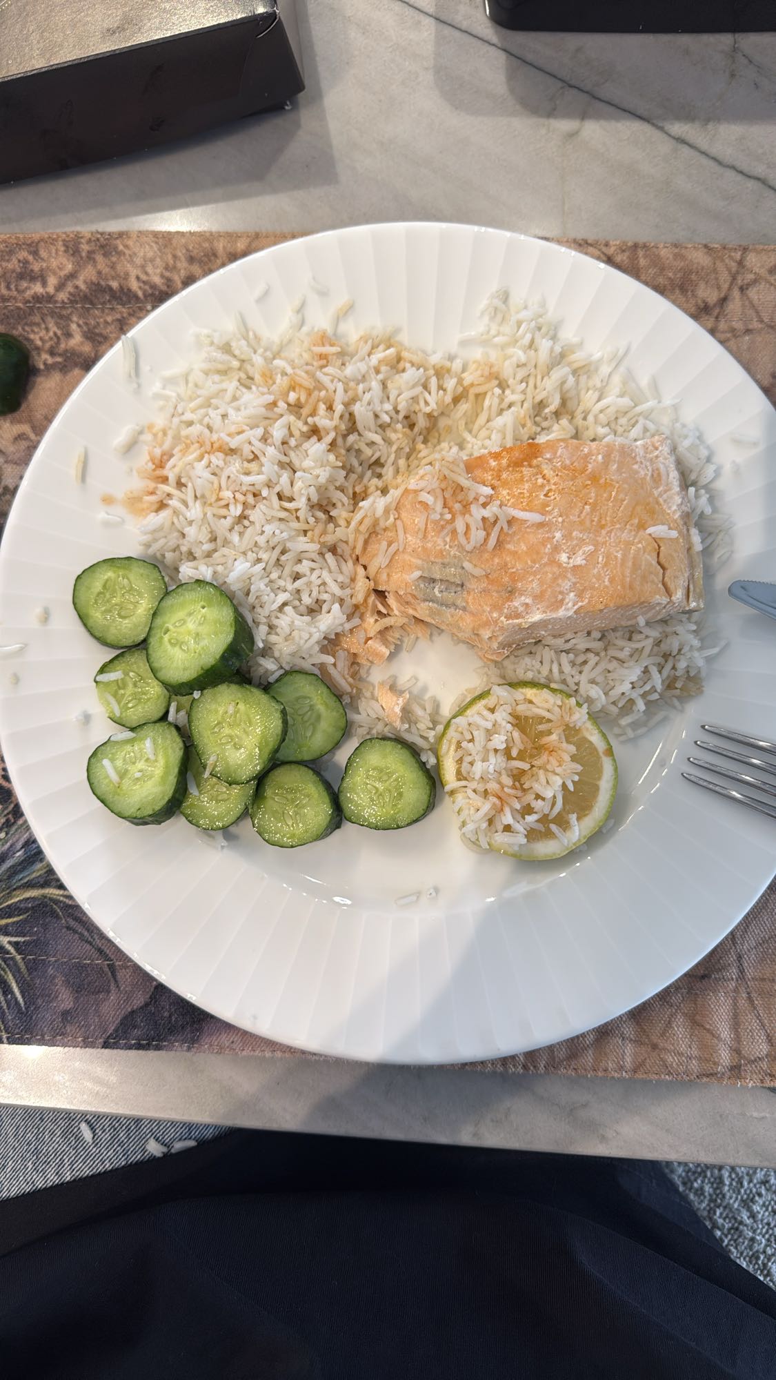 Salmon rice with cucumber