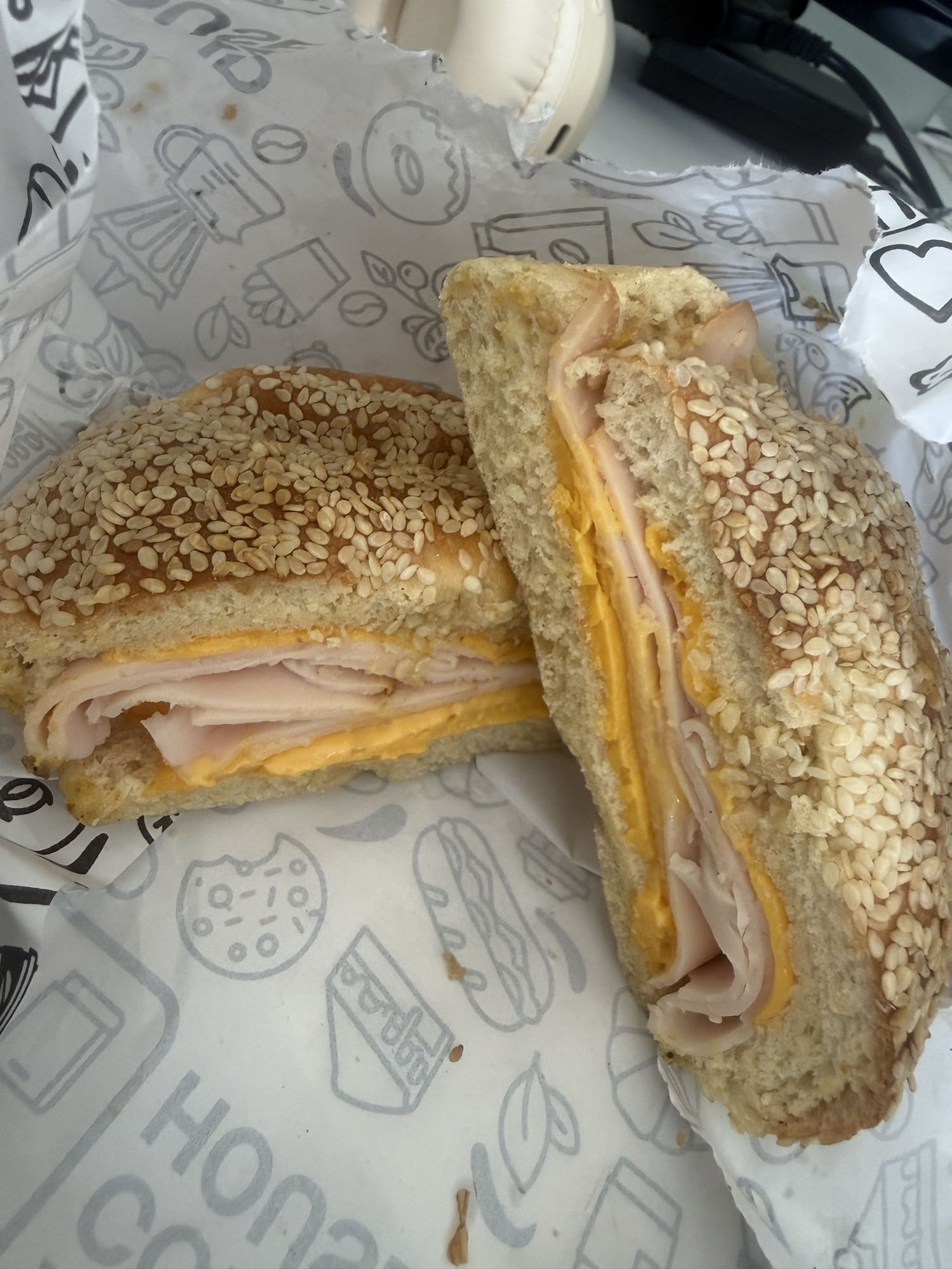 Turkey Cheese Bagel Sandwich
