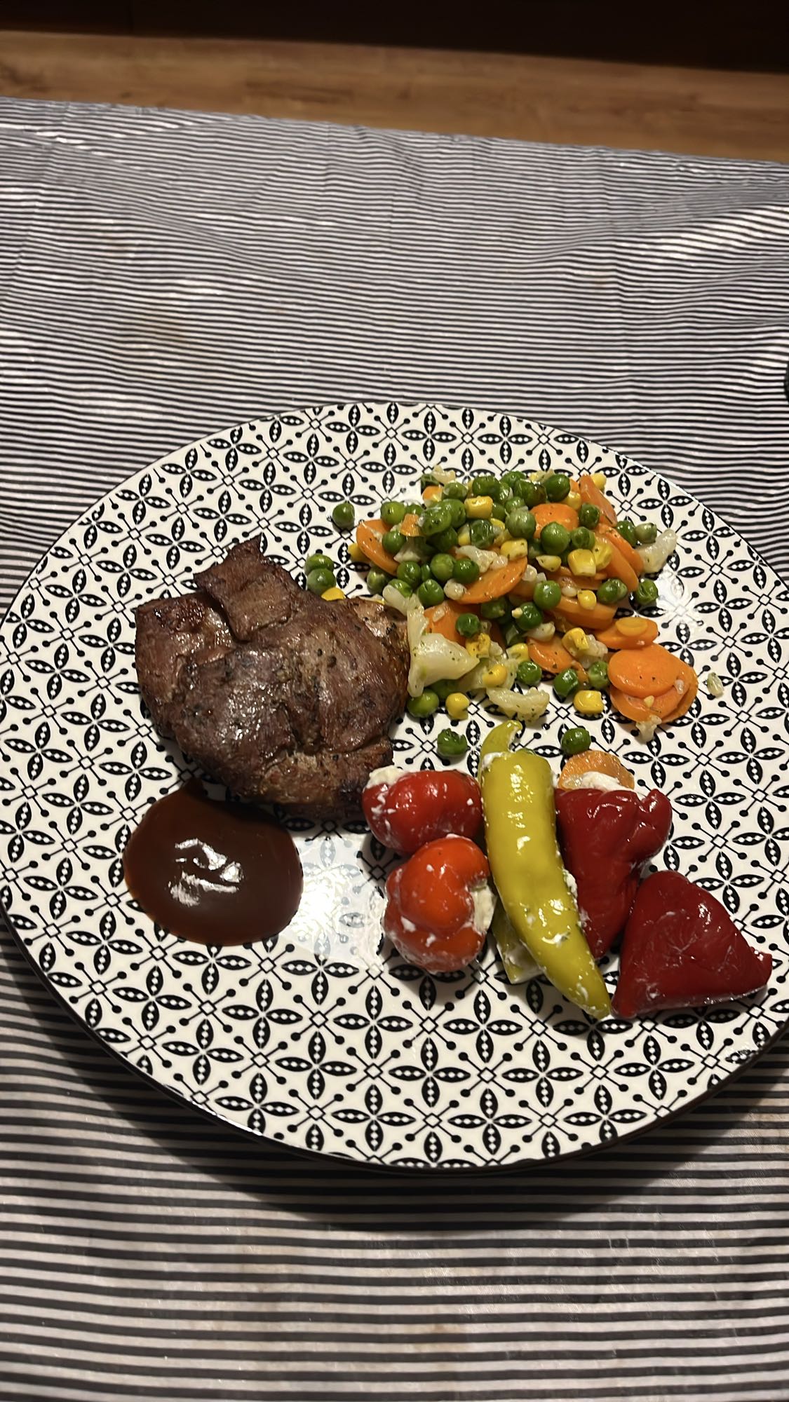 Телешки стек със зеленчуци