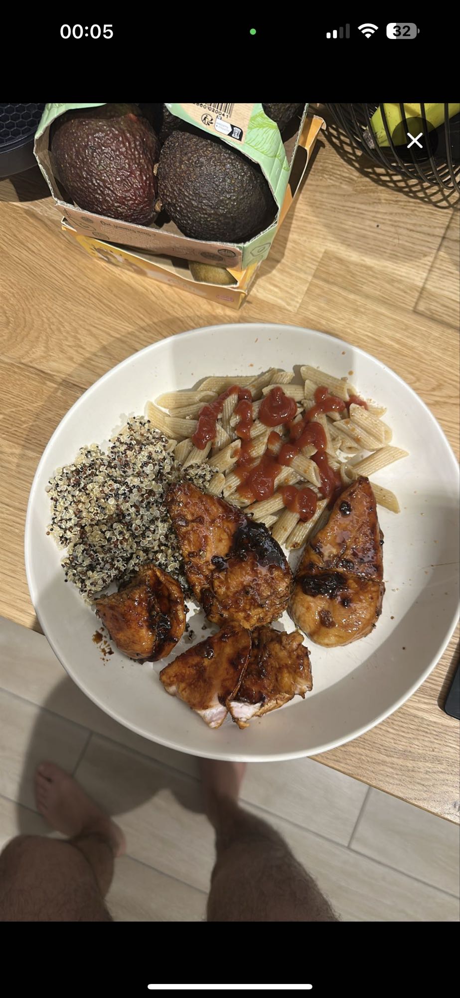 Poulet, quinoa et pâtes