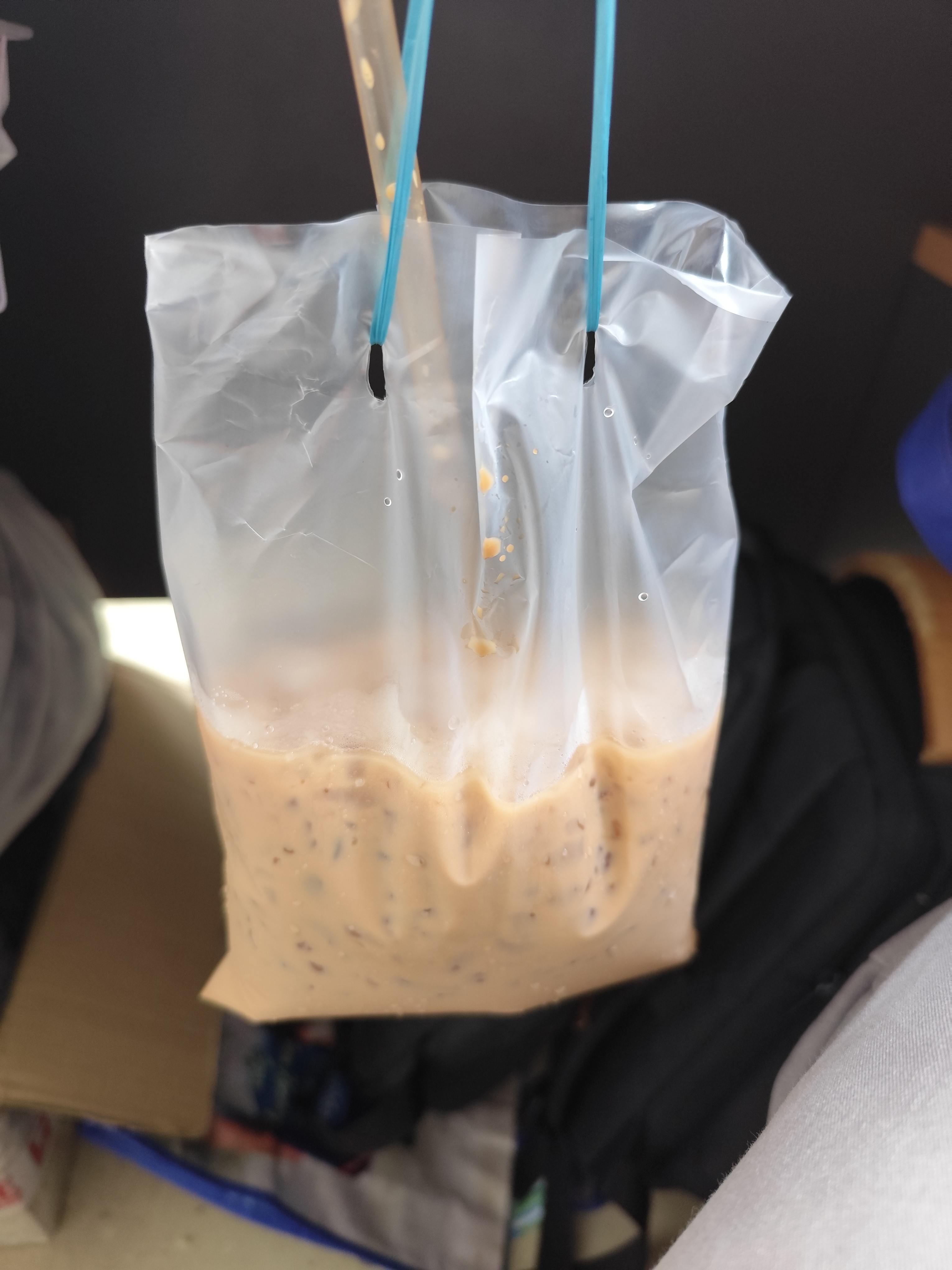Iced milk tea in bag