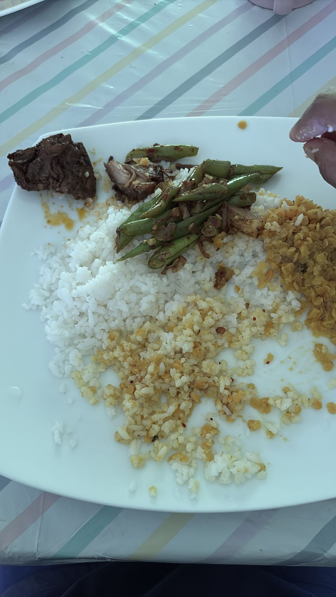 Rice, lentils, beans, beef