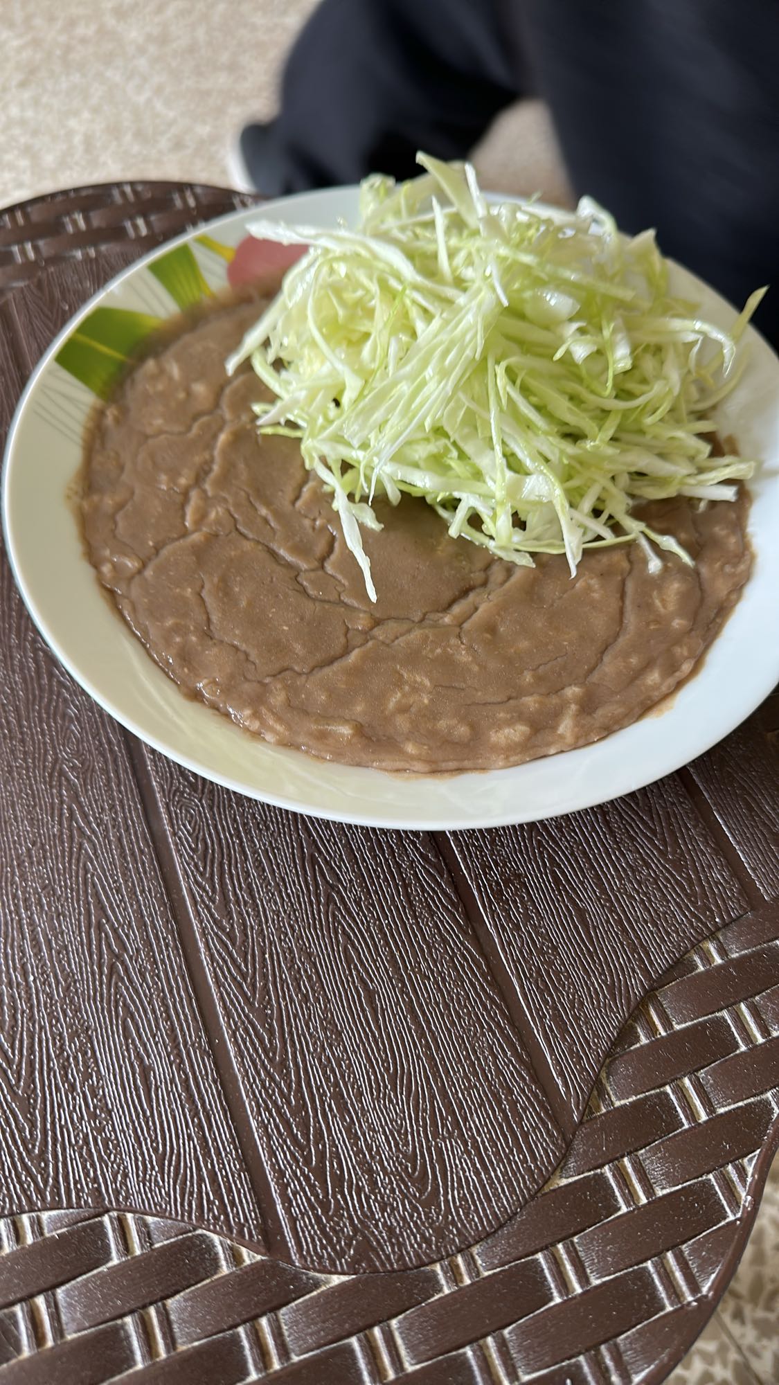 Refried beans with cabbage