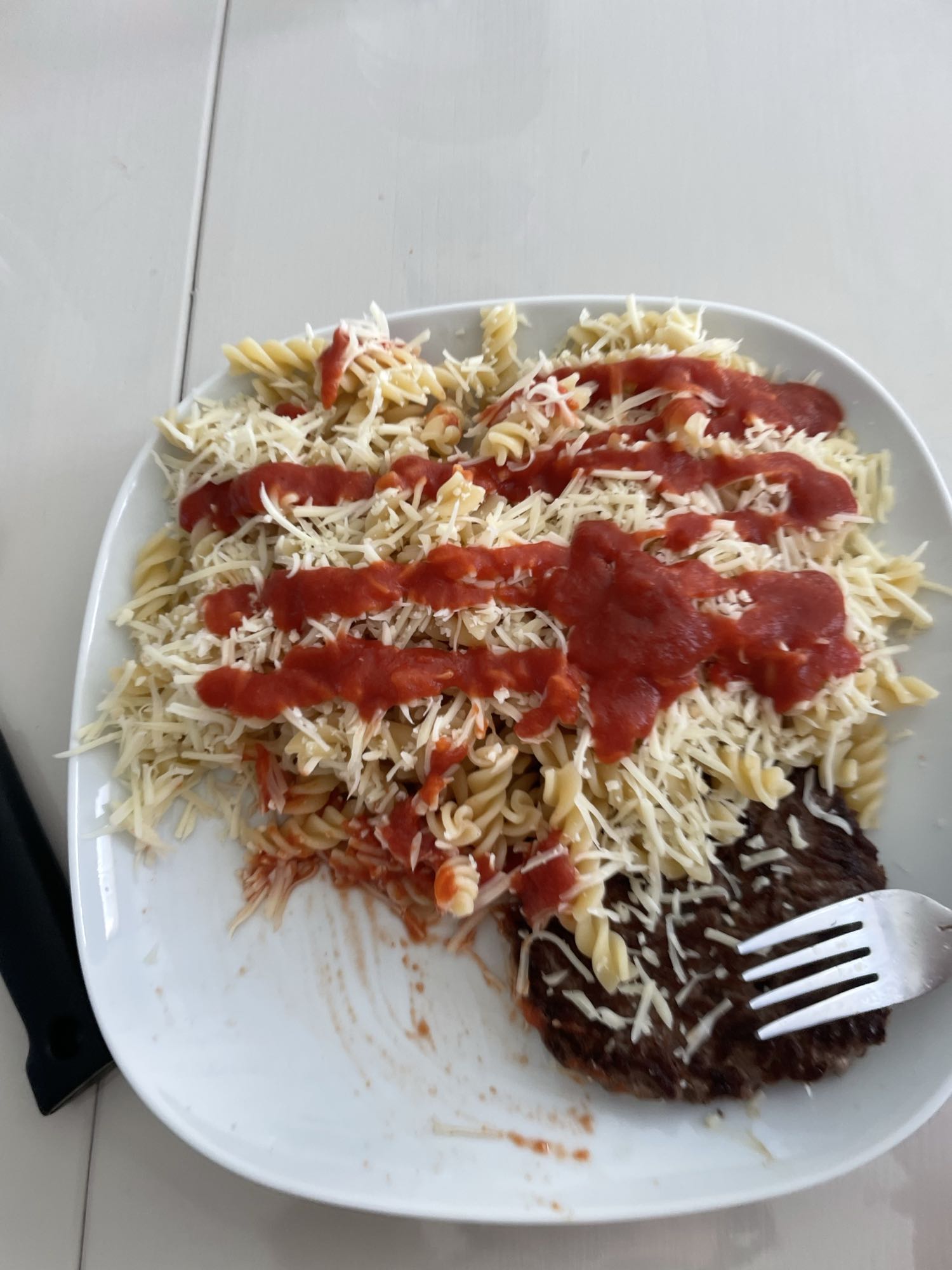 Pâtes sauce et steak