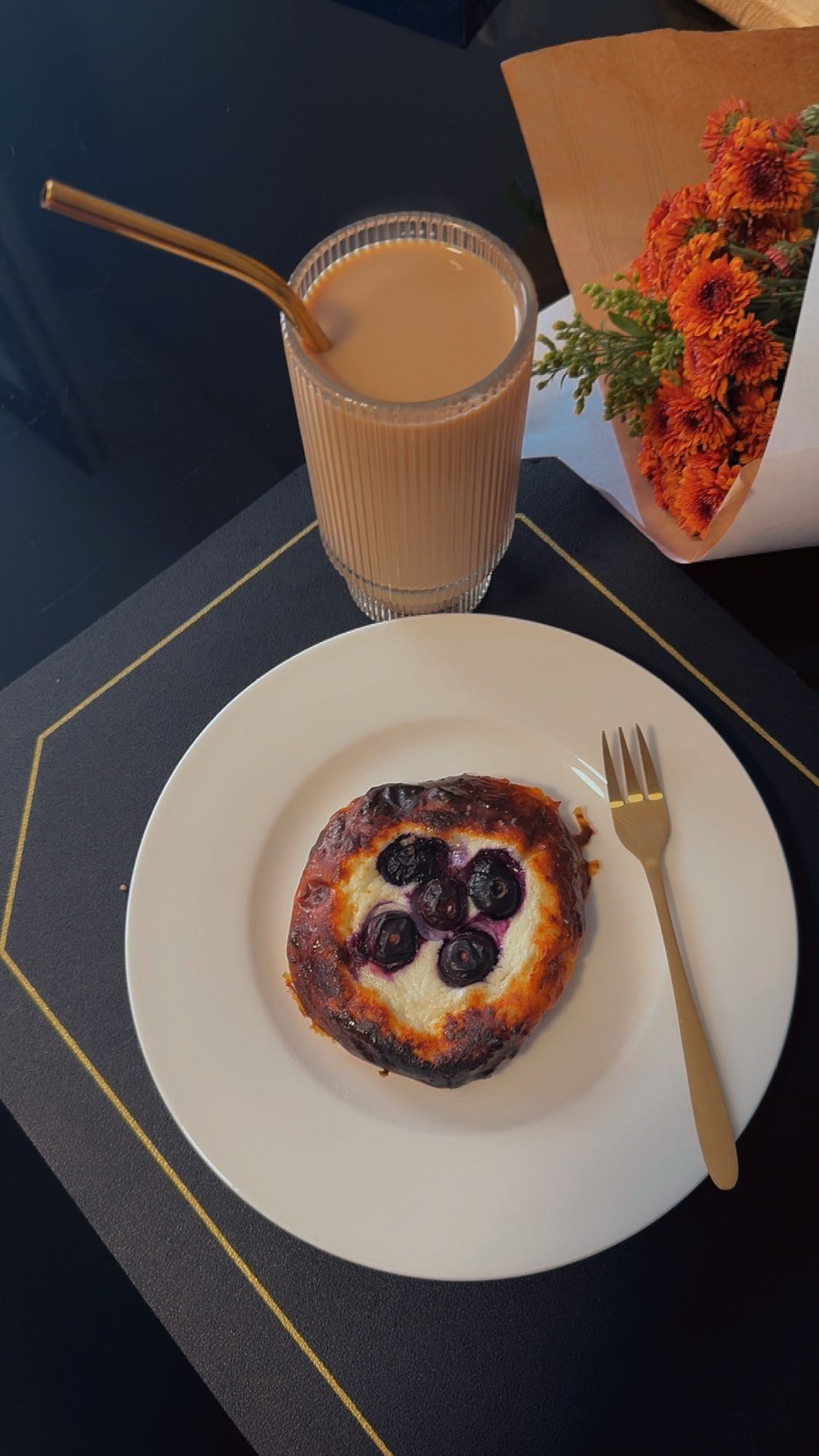 Tarte myrtille et café