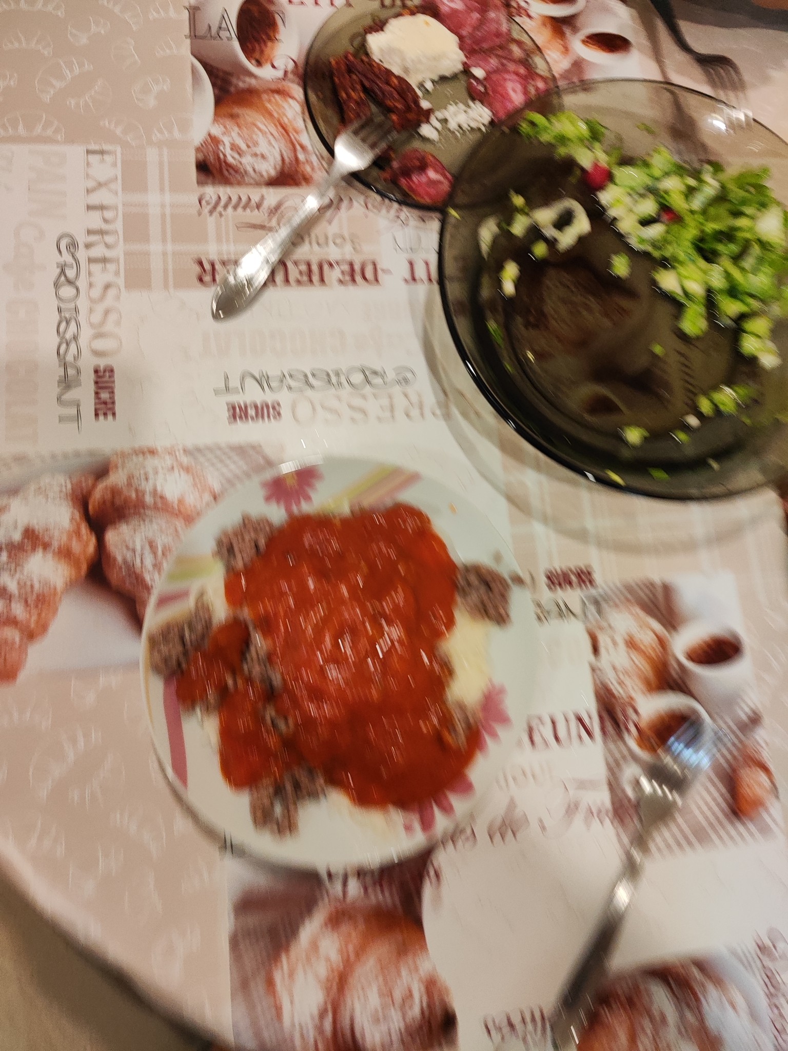 Pasta with salad & sides