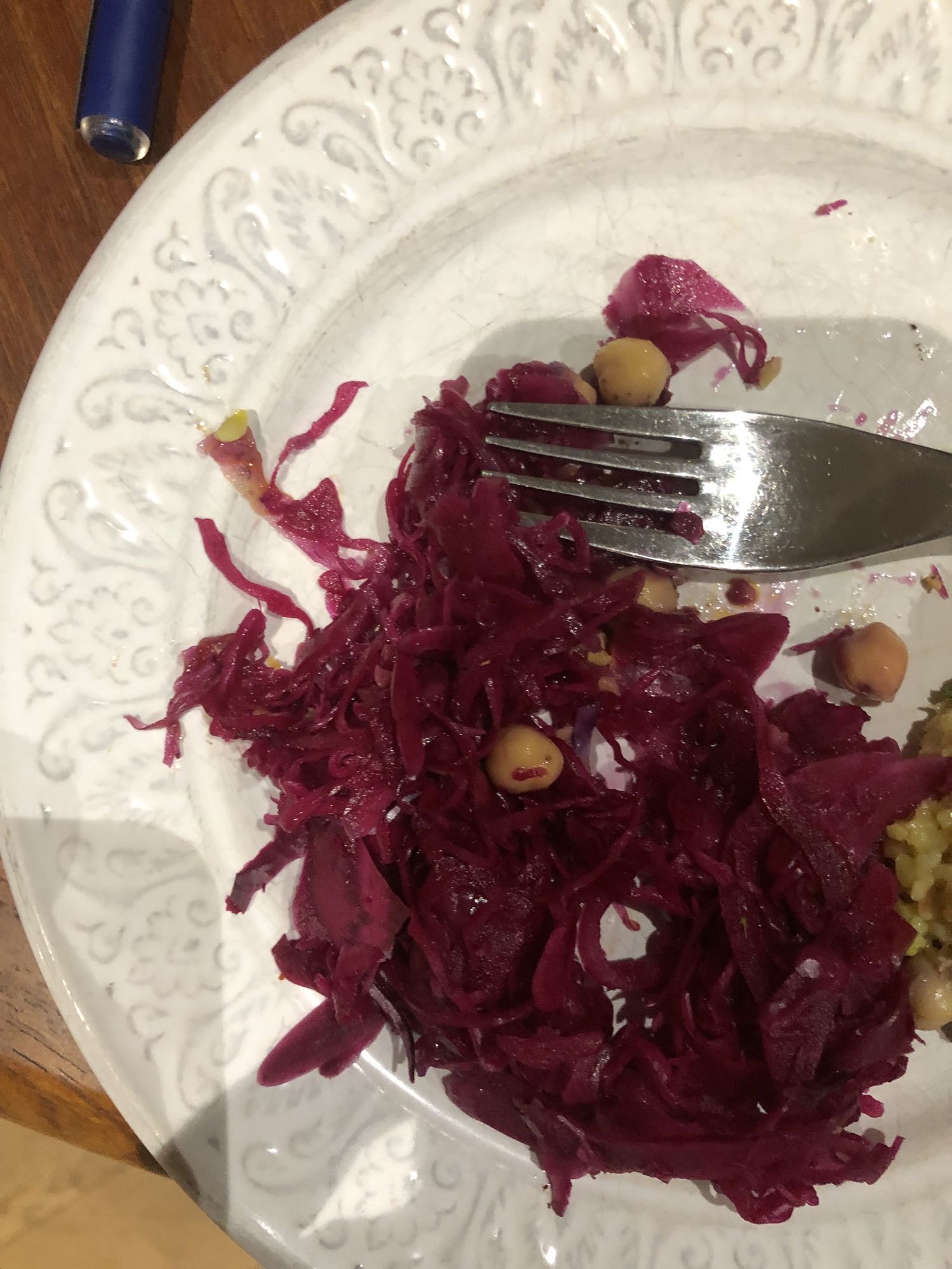 Salade chou rouge pois chiches