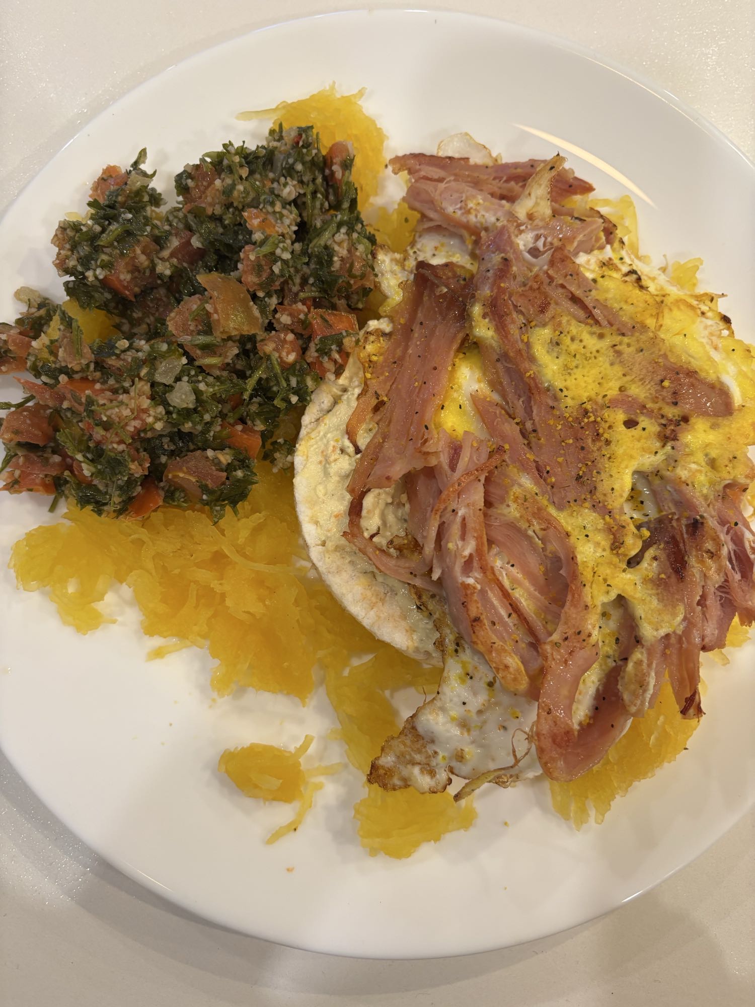 Oeuf jambon et taboulé