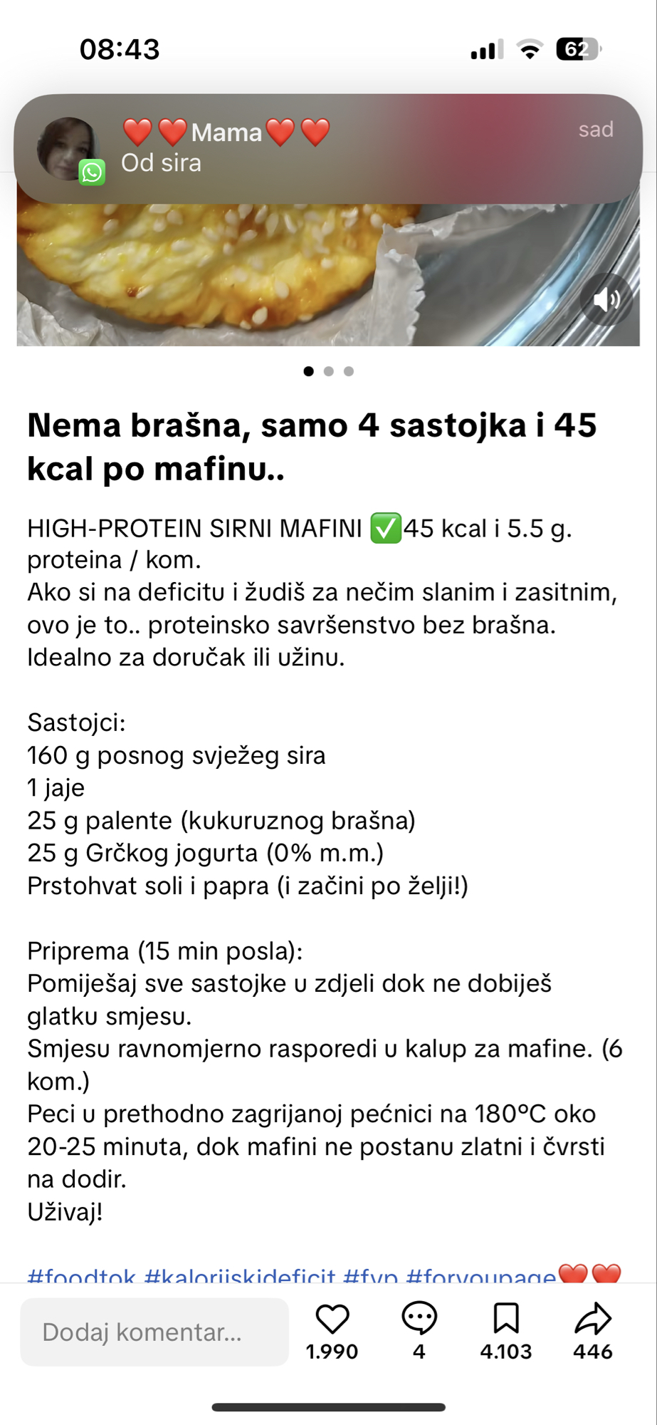 Sirni mafini bez brašna