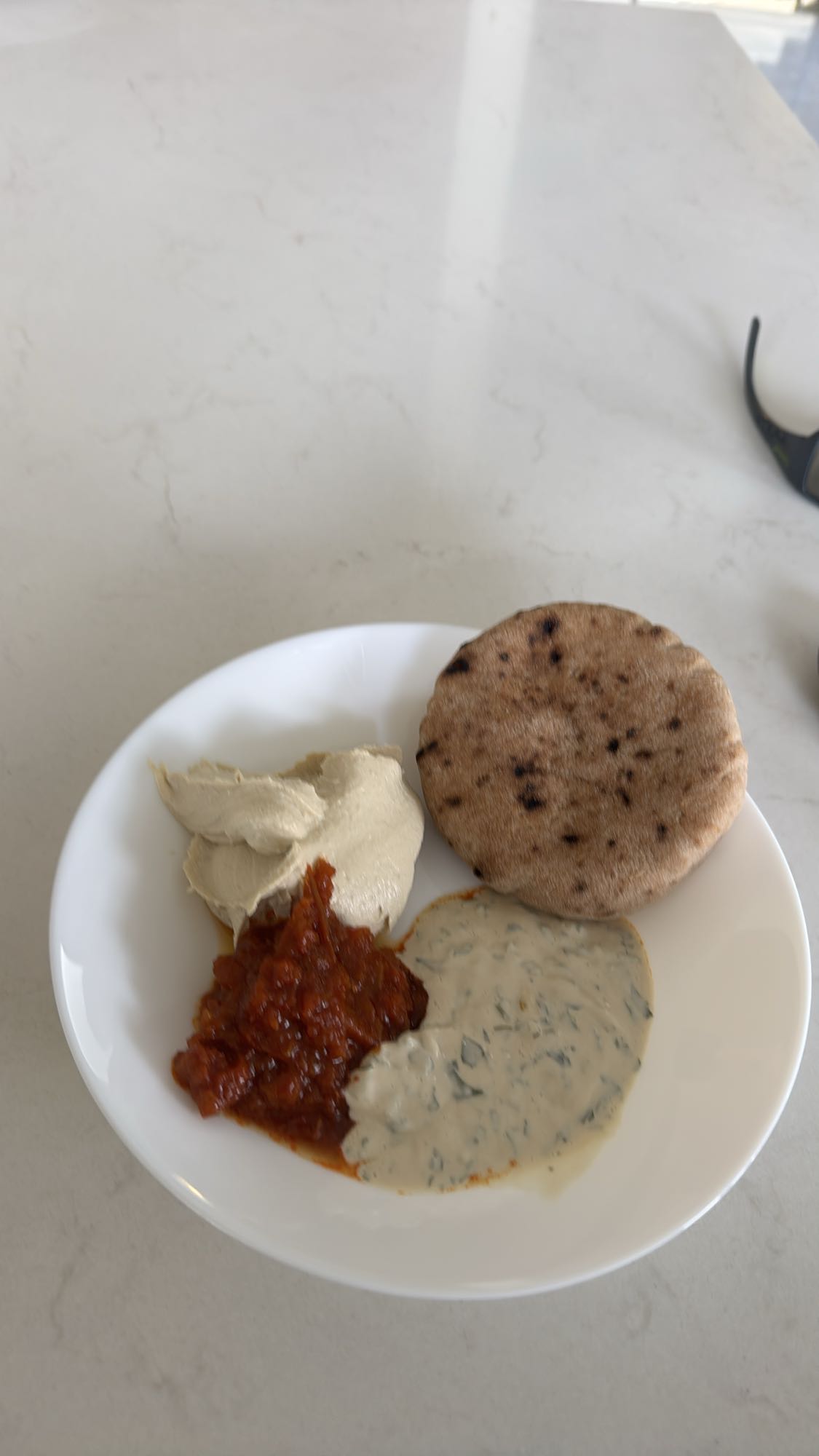 Pita with dips plate