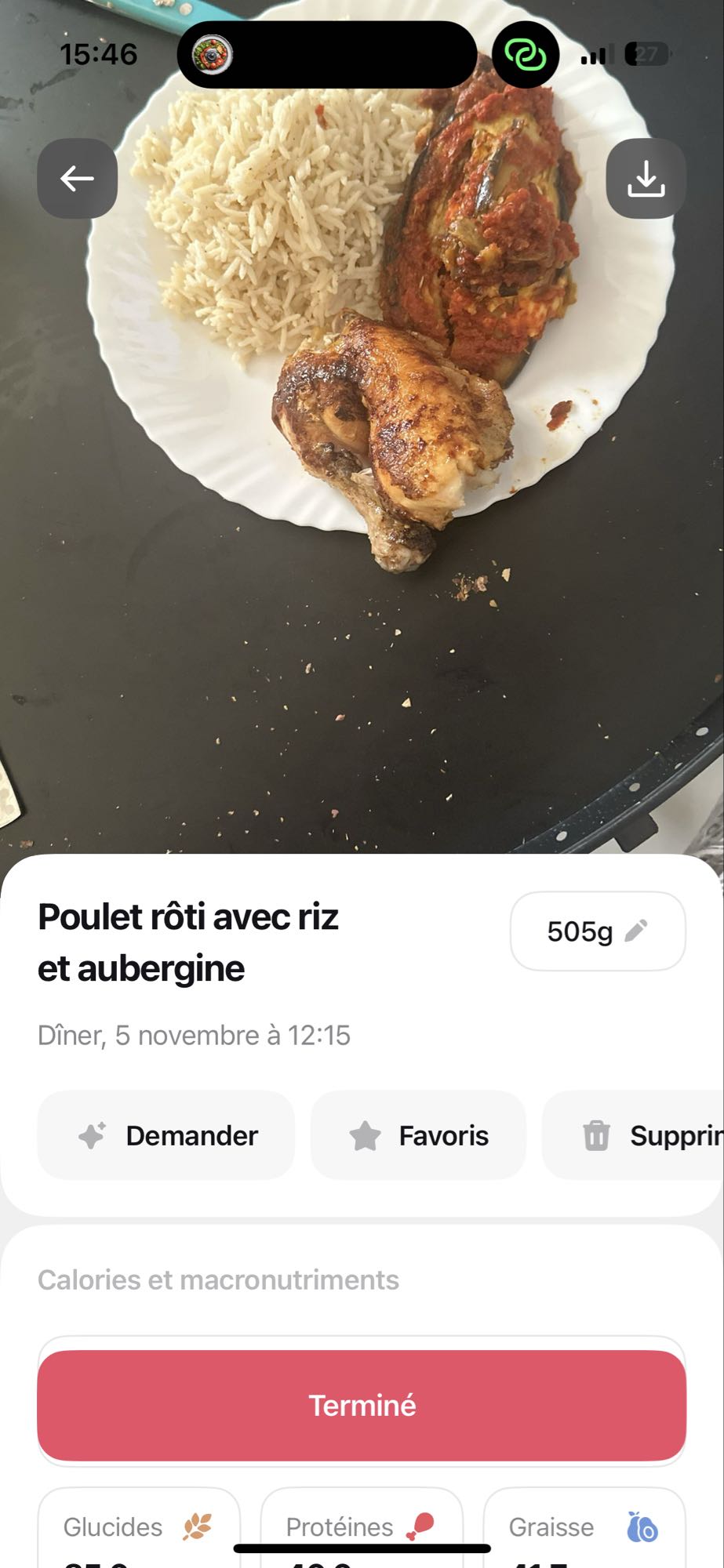 Poulet riz aubergine