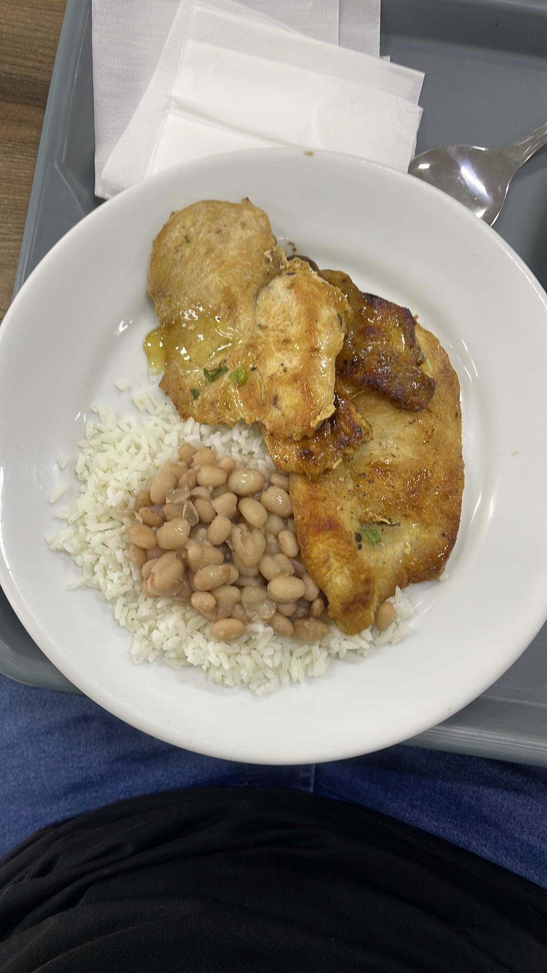 Frango com arroz e feijão