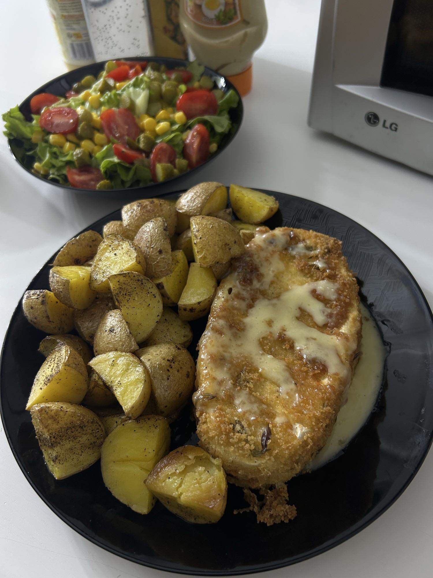 Poulet pané et pommes