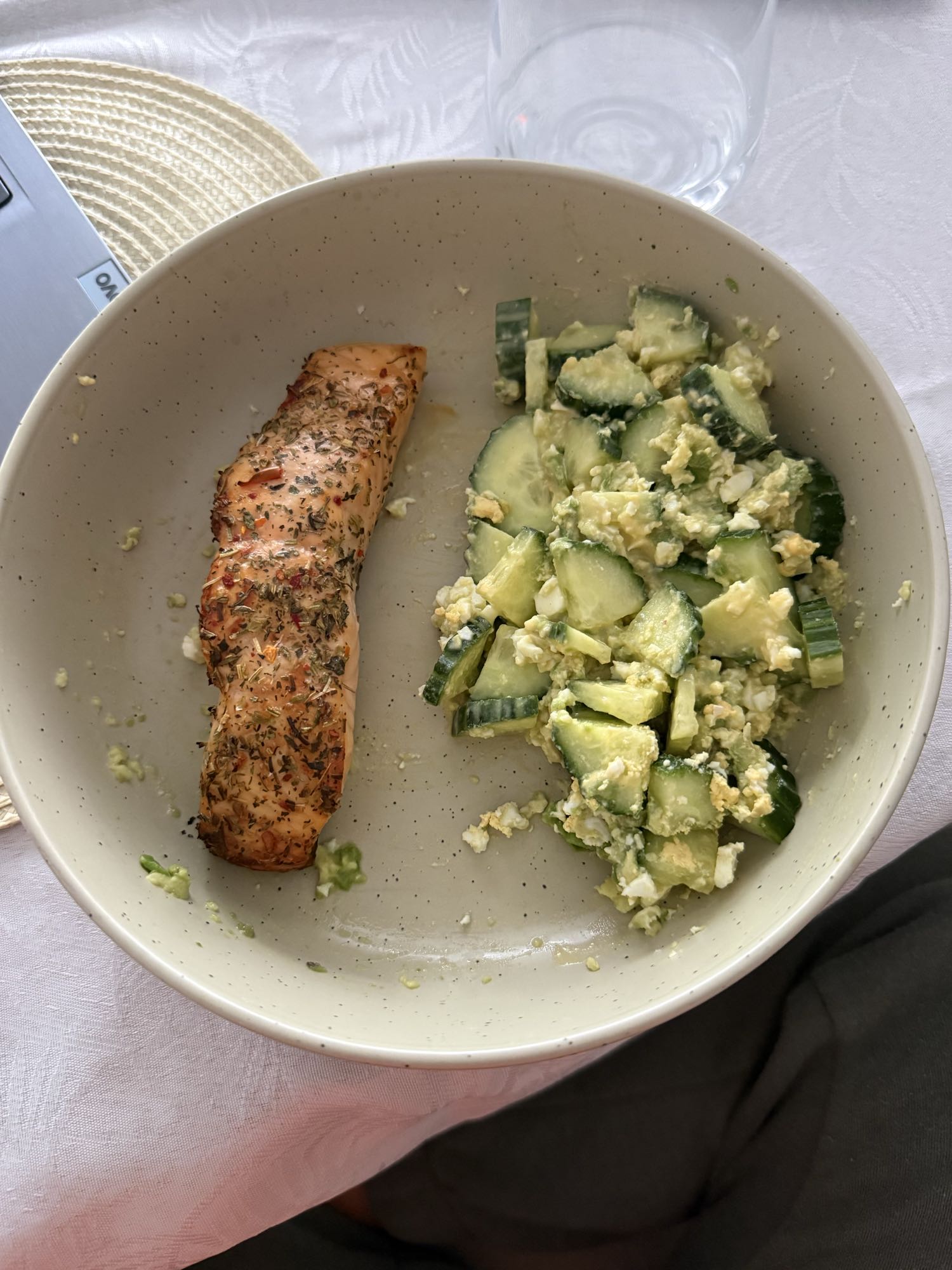 Salmon with cucumber salad