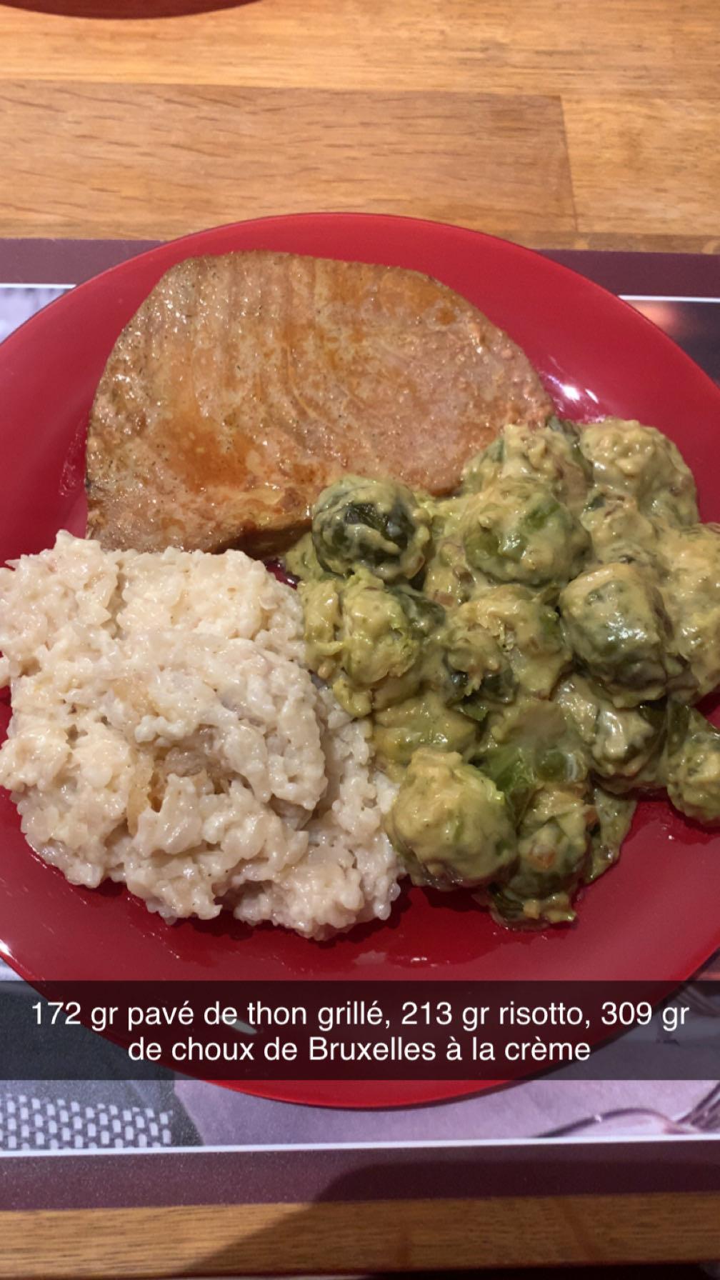Thon, risotto, choux crème